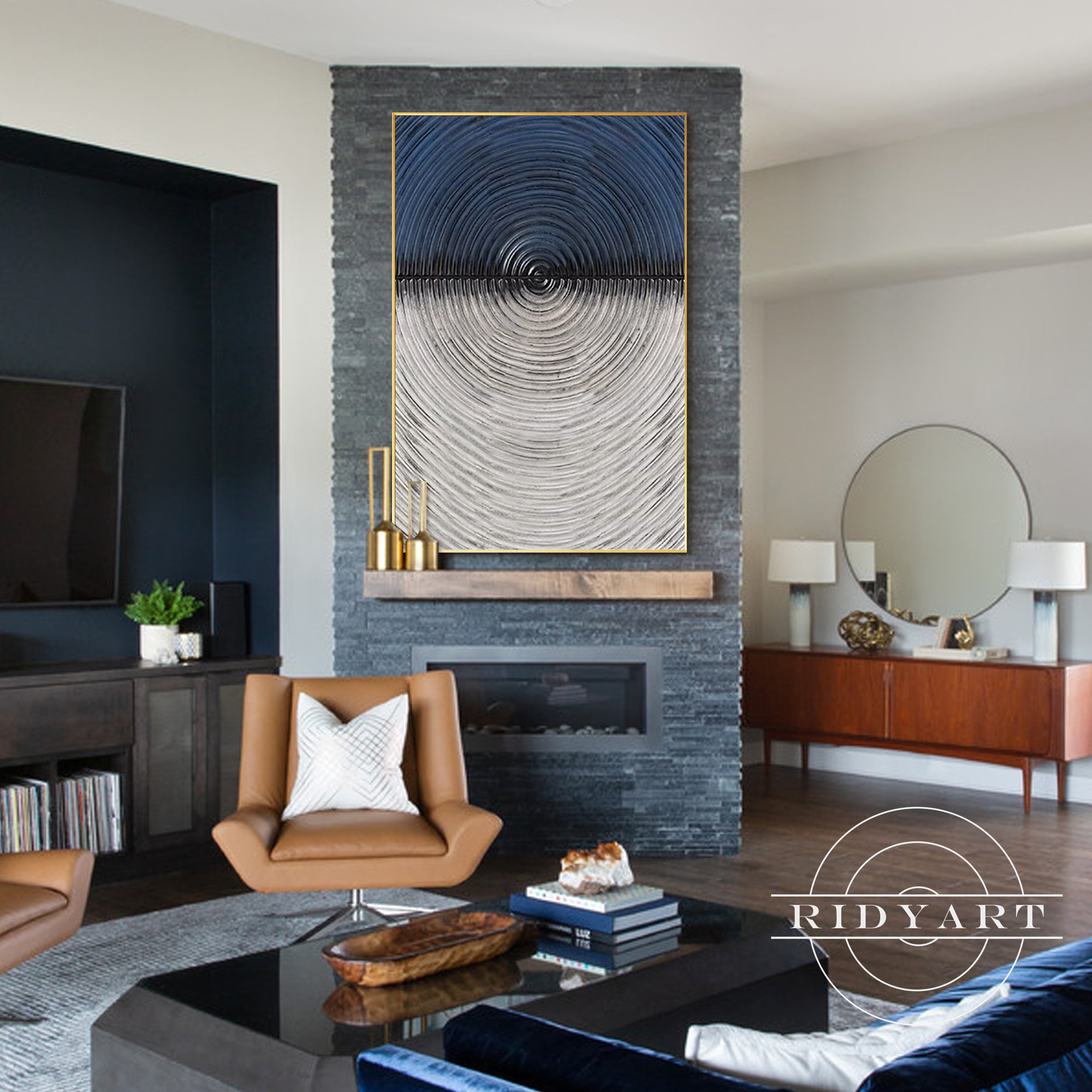 Modern blue and white wall art decor