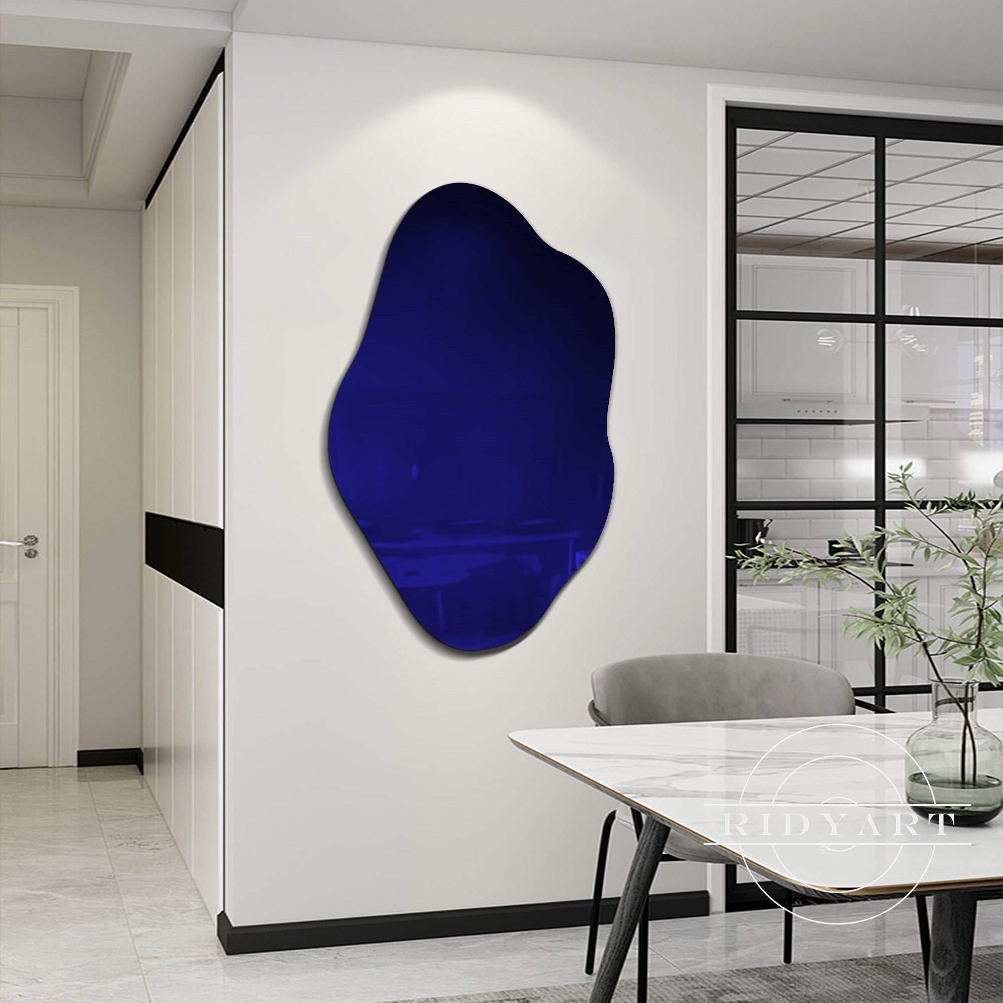 Contemporary navy blue resin artwork