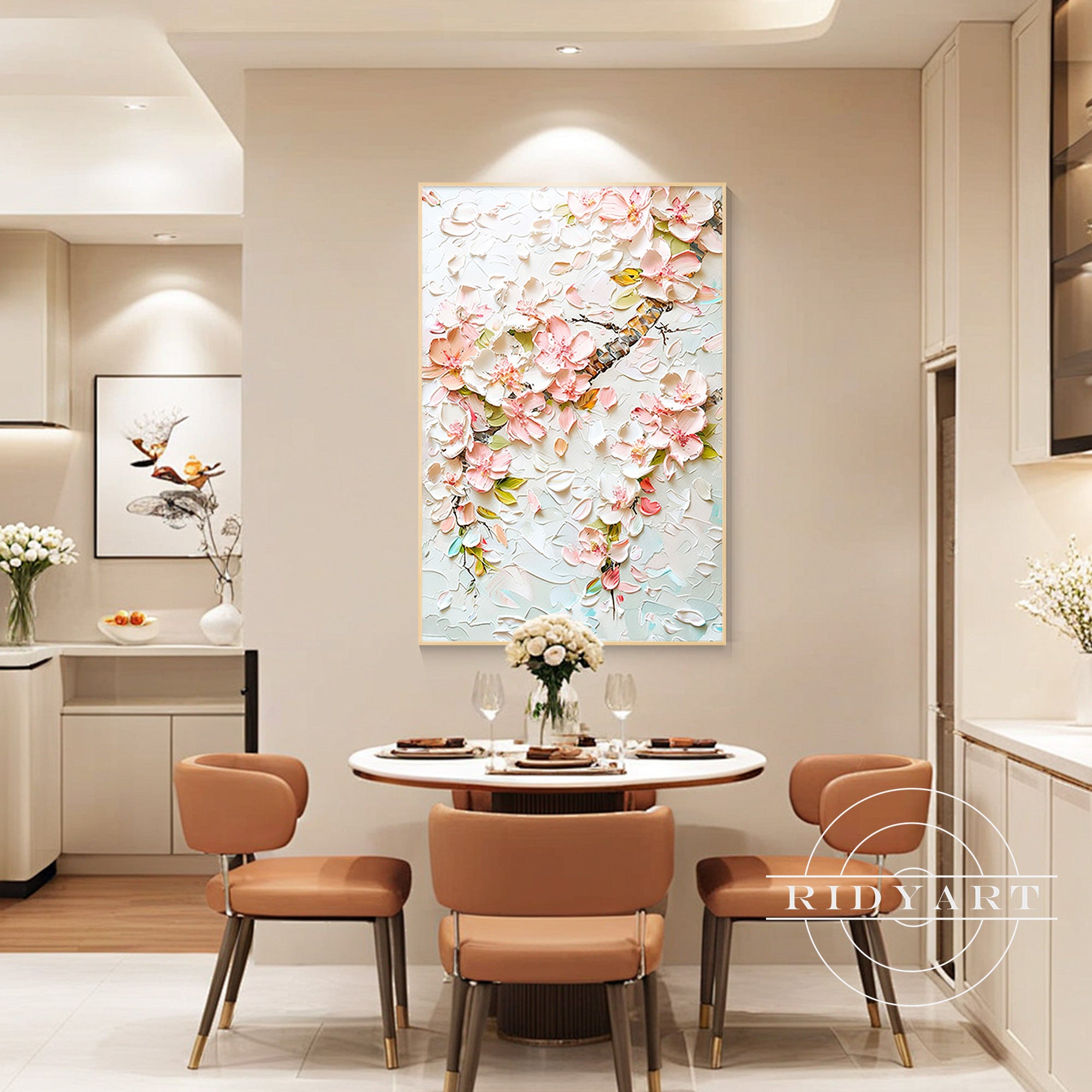 Oversized textured floral wall decor in contemporary style