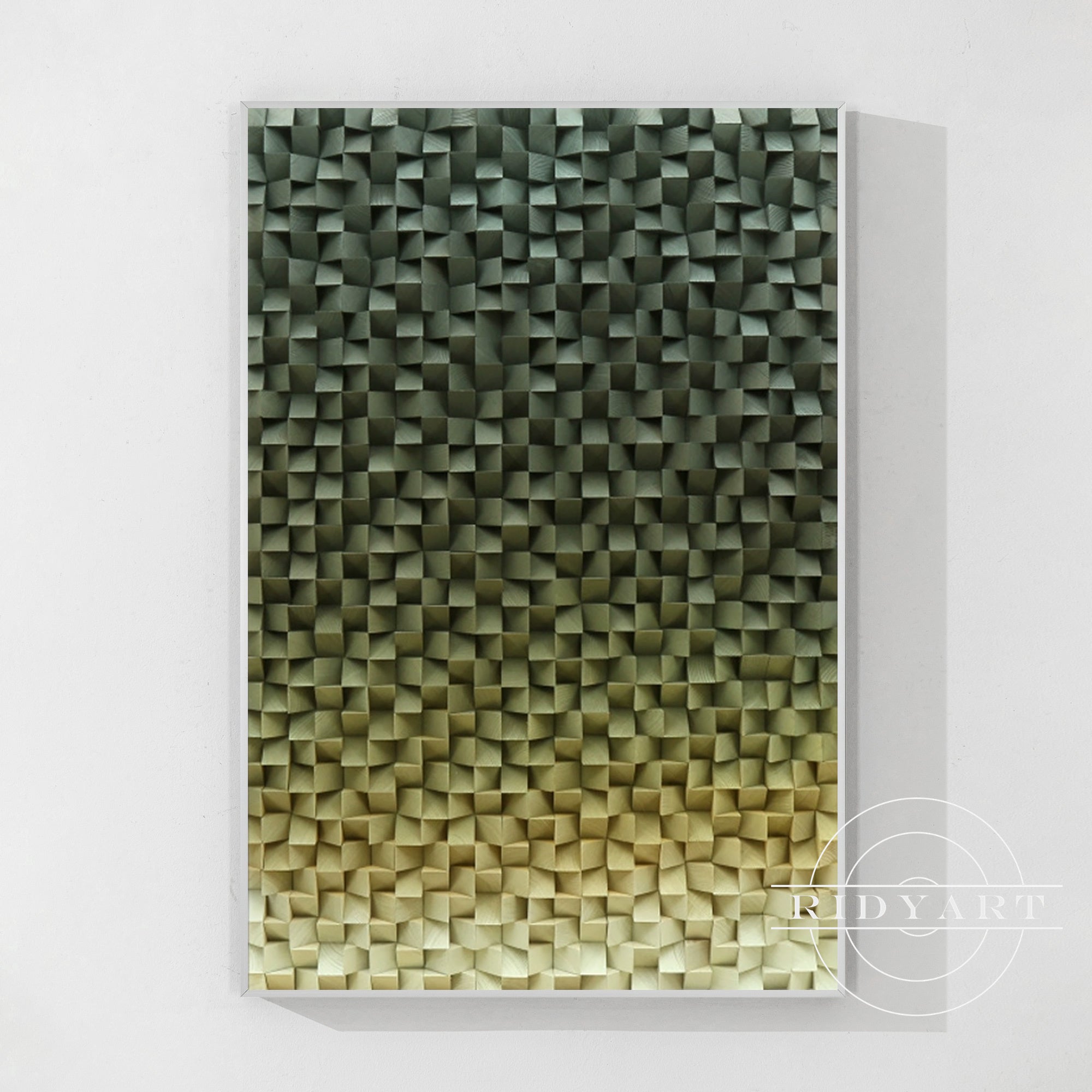 Eco-friendly handcrafted green wood wall sculpture