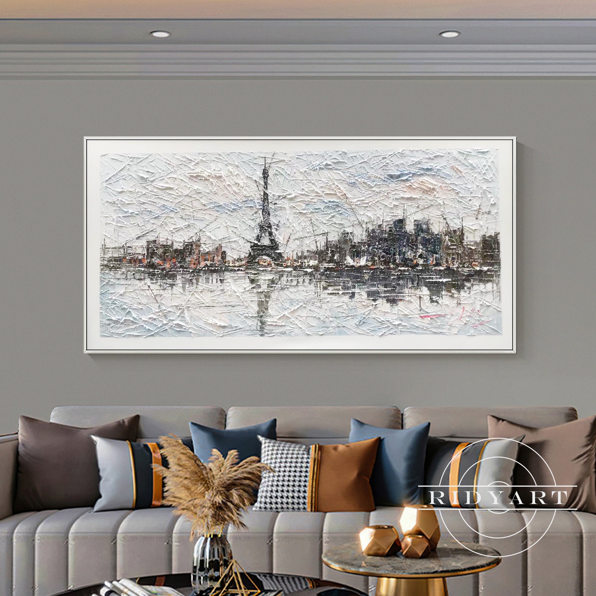 Large framed modern Paris artwork