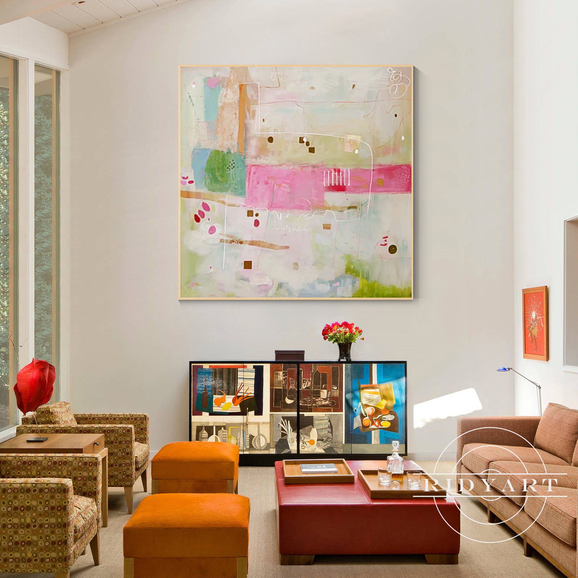 large modern pastel canvas art for home décor