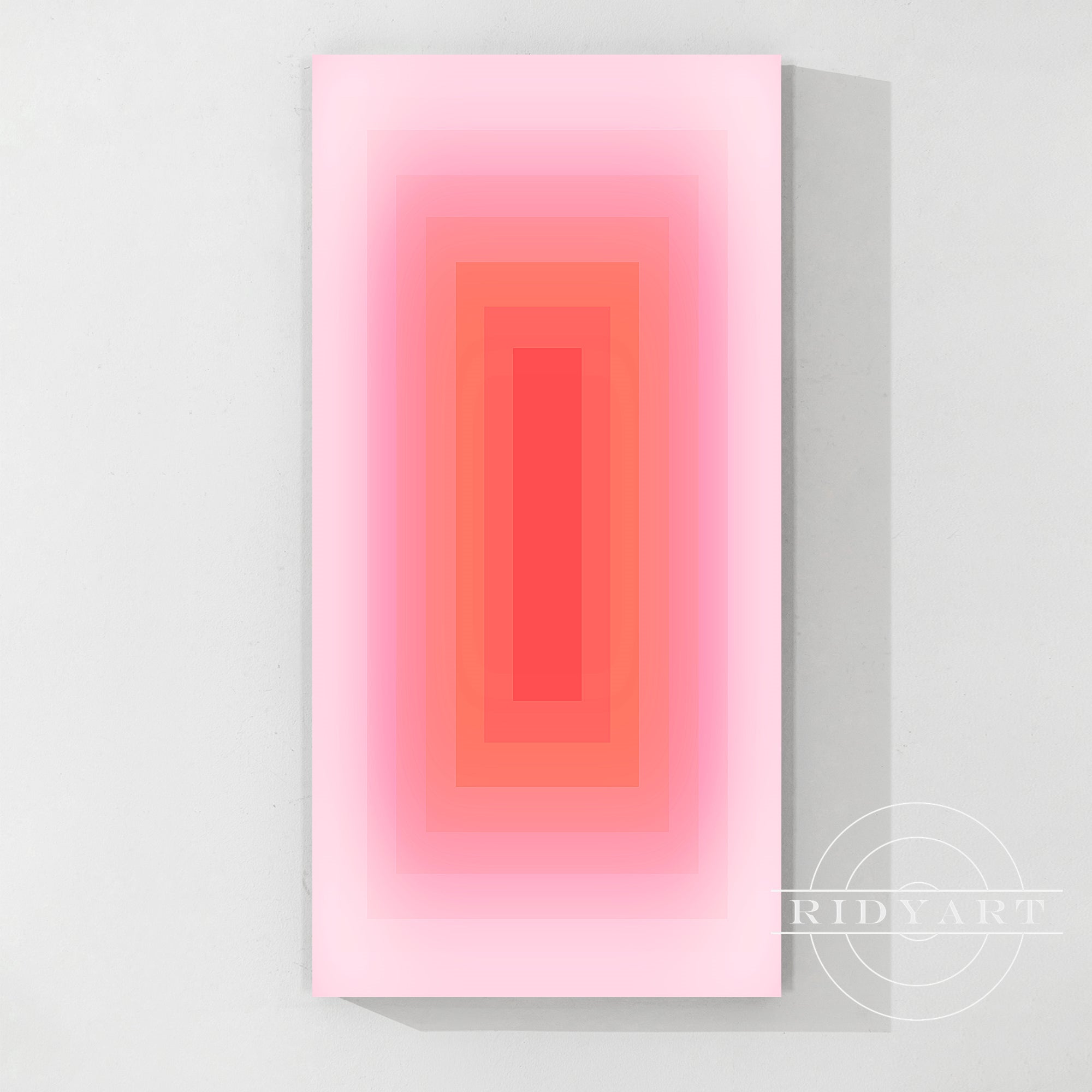 Framed pink neon gradient wall art large canvas