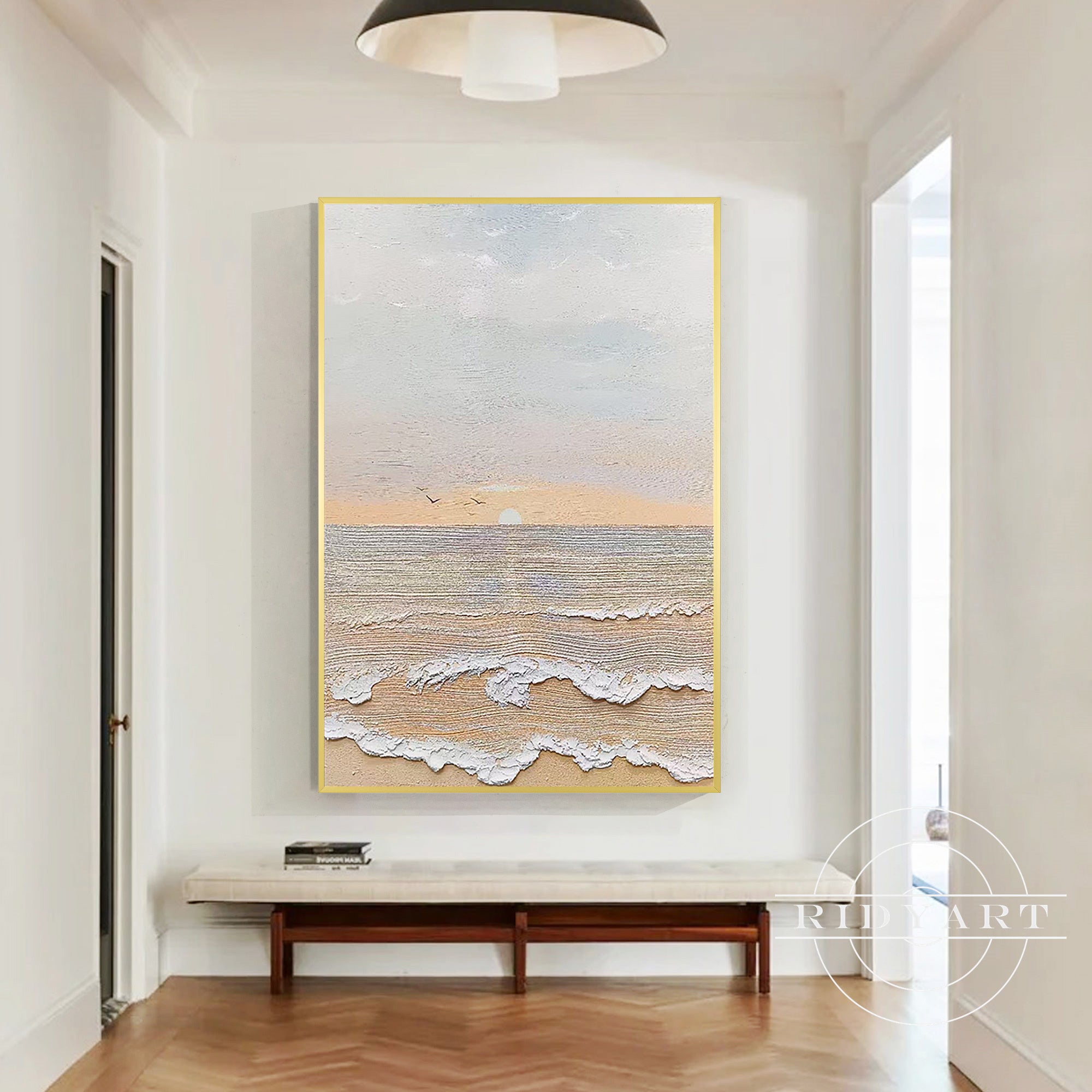 Large textured seascape canvas for living room wall