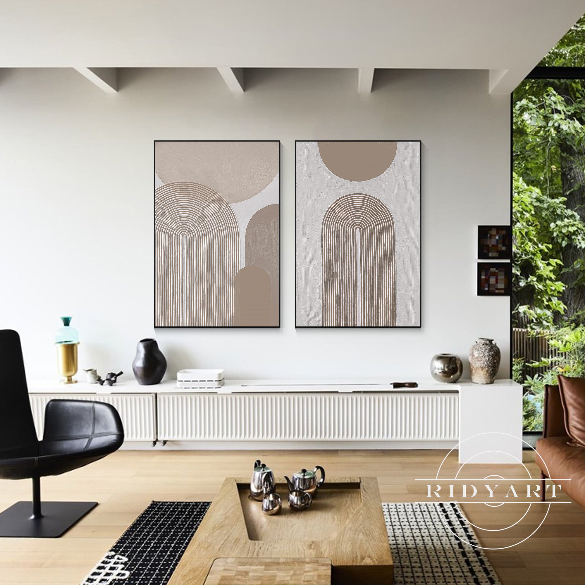 Original textured geometric paintings on canvas