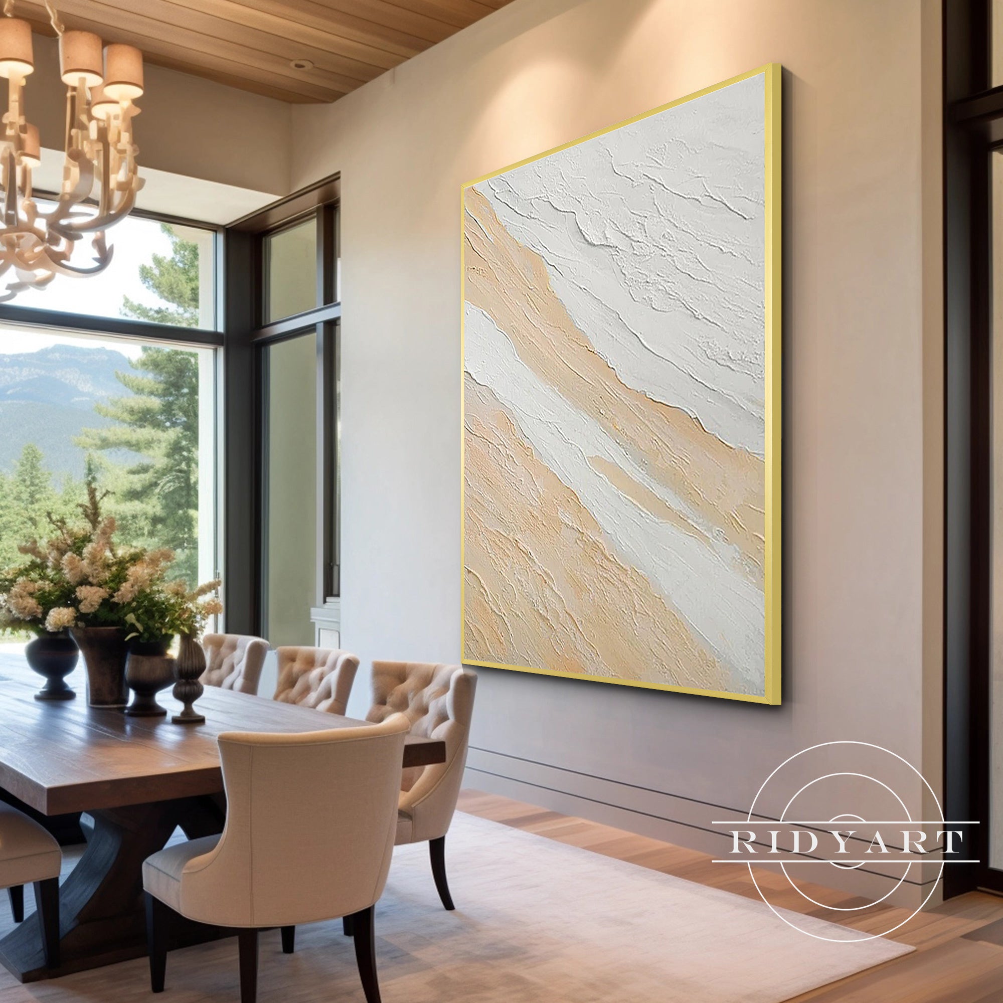 Modern beach wall decor with textured sea design