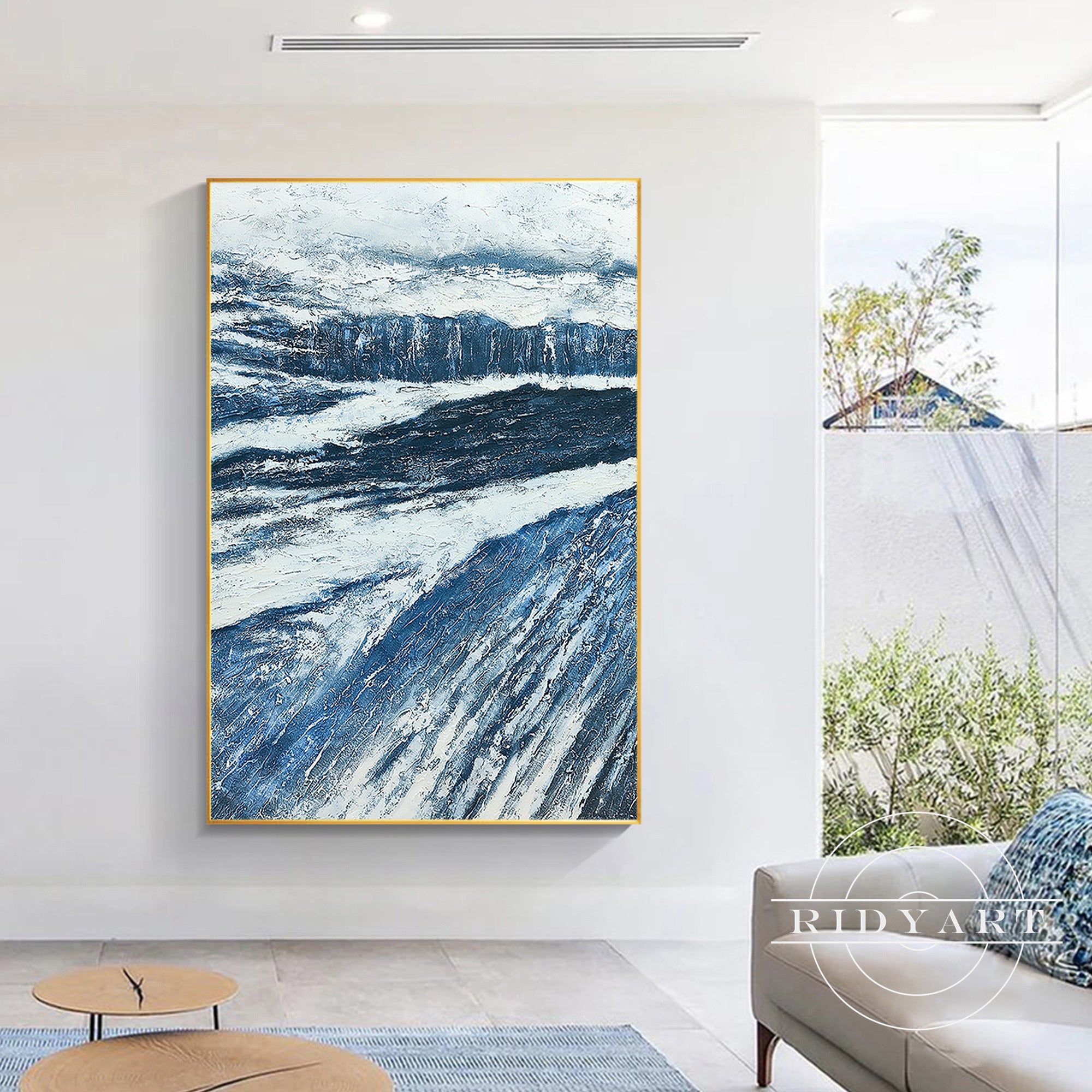 Large abstract textured canvas art for living room