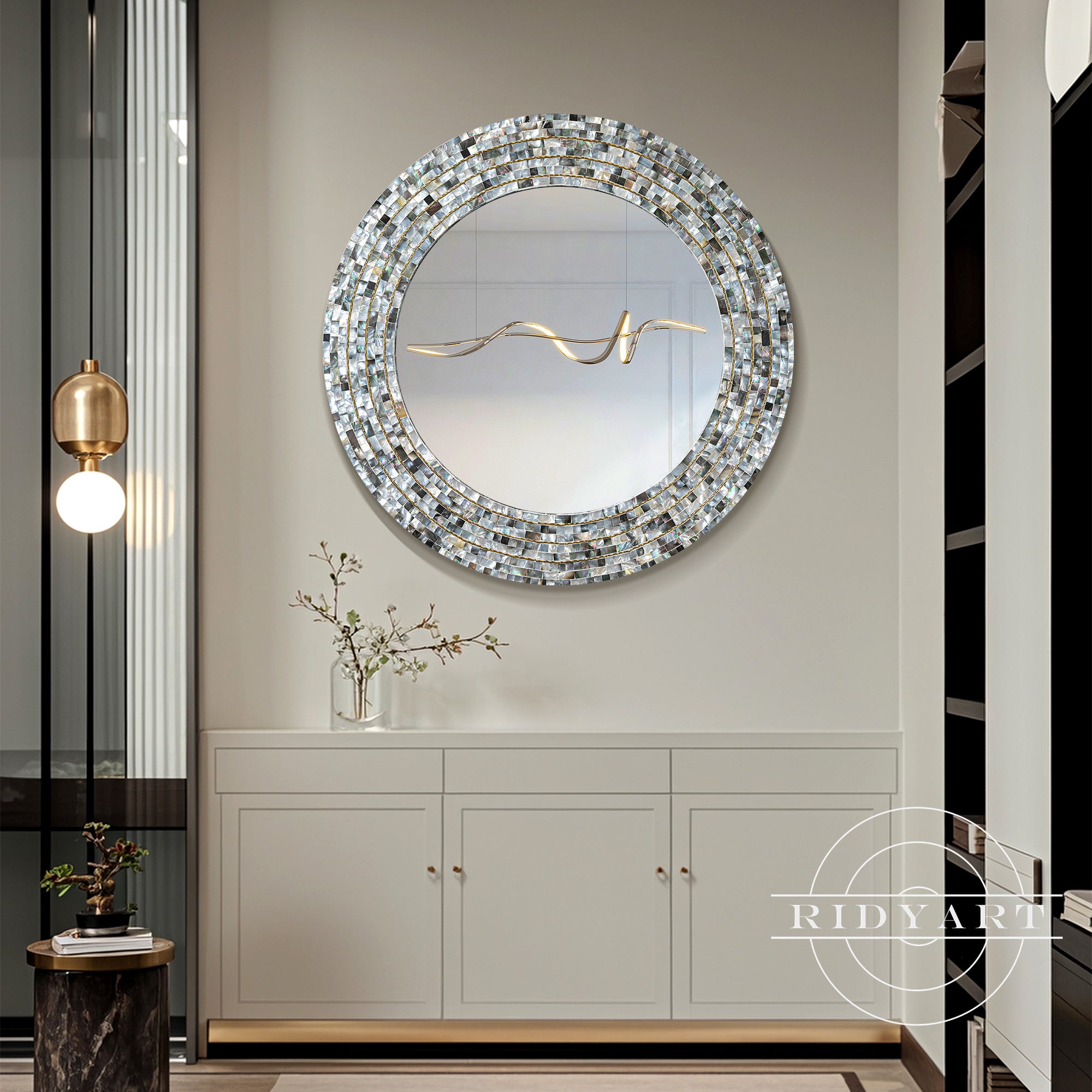 natural shell decorative mirror beach house decor