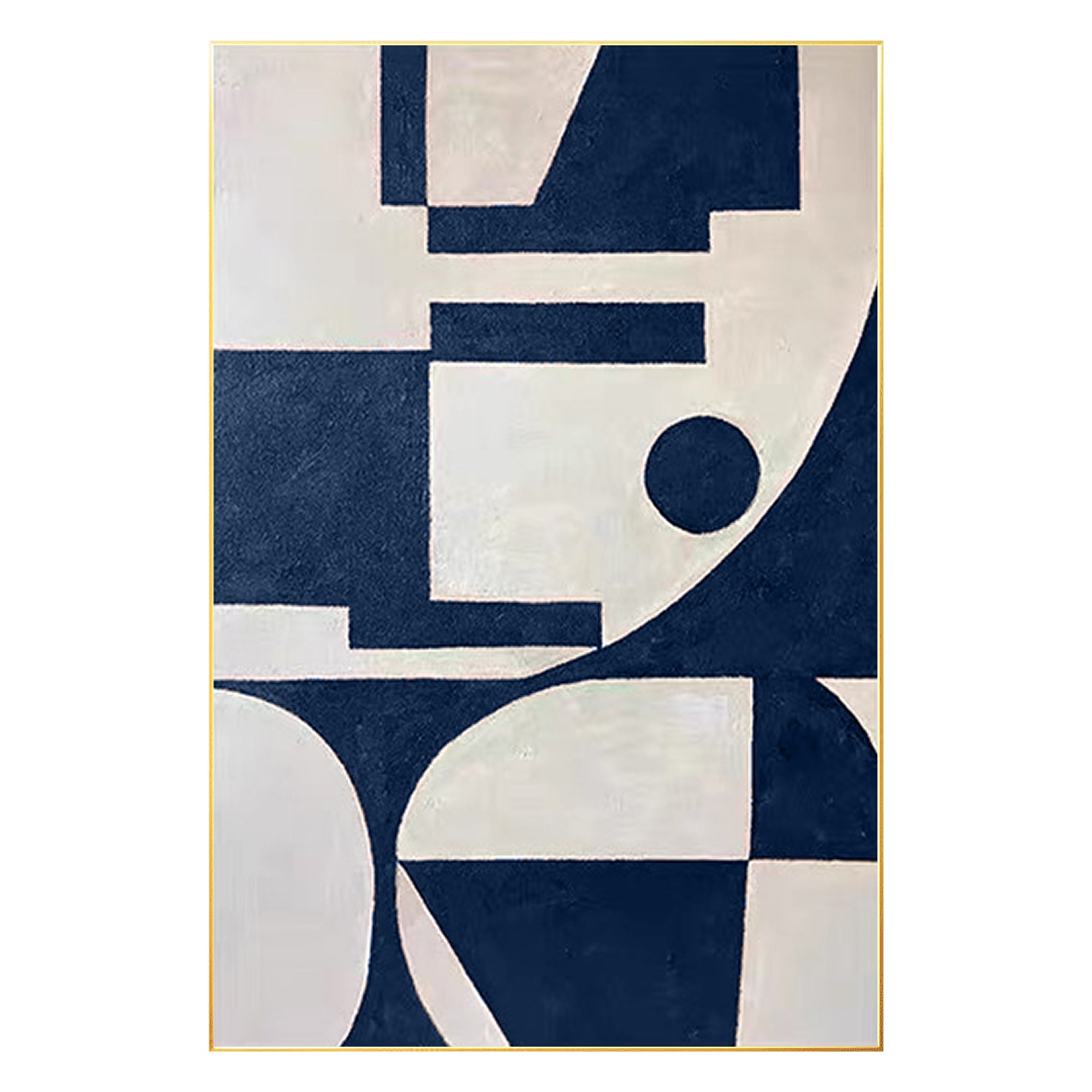 Navy blue and beige geometric wall art