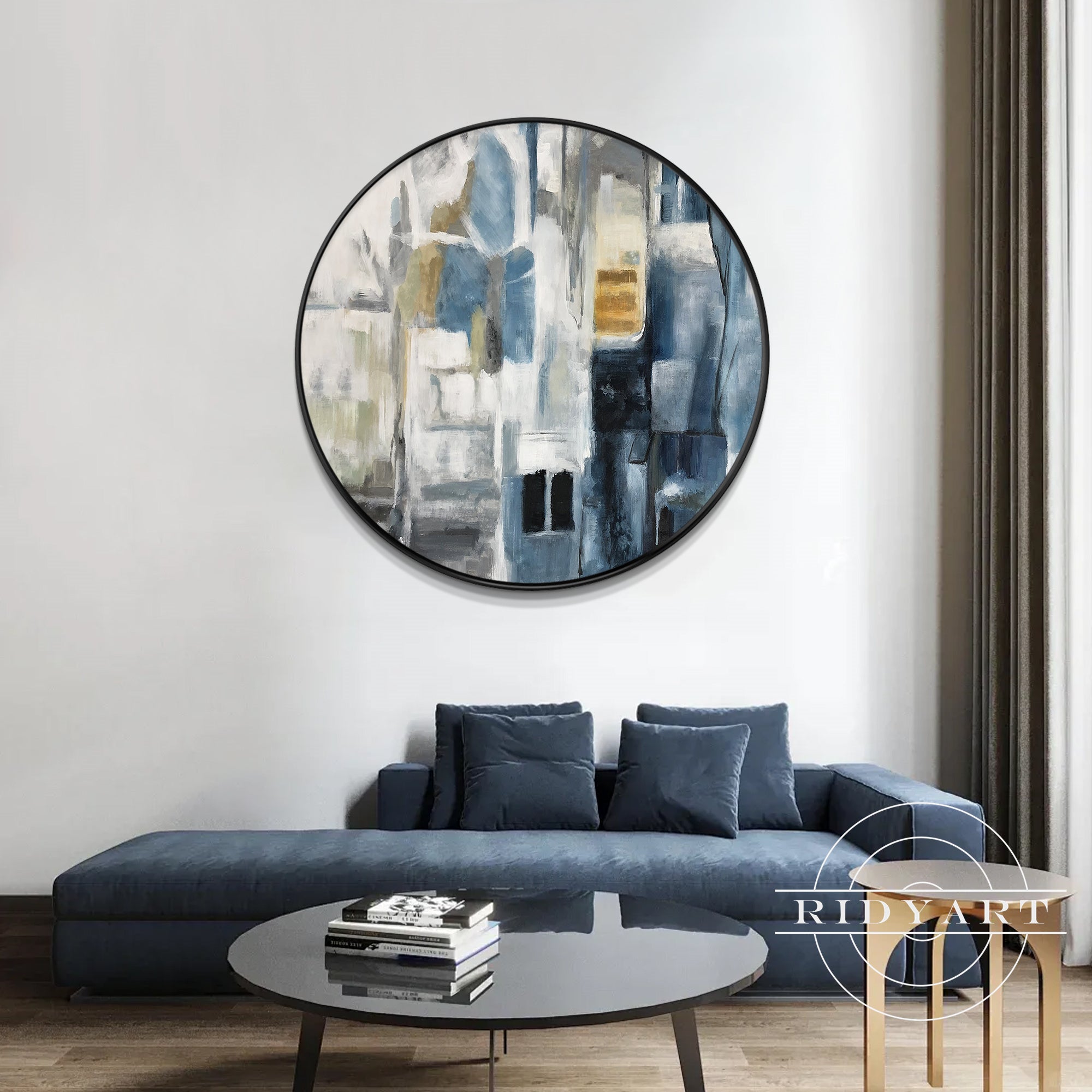 Abstract Nordic-inspired wall art in circular composition