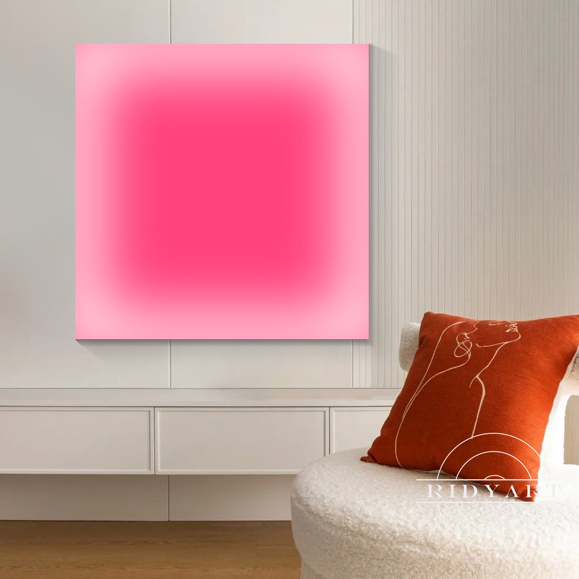 Neon pink framed modern wall decor