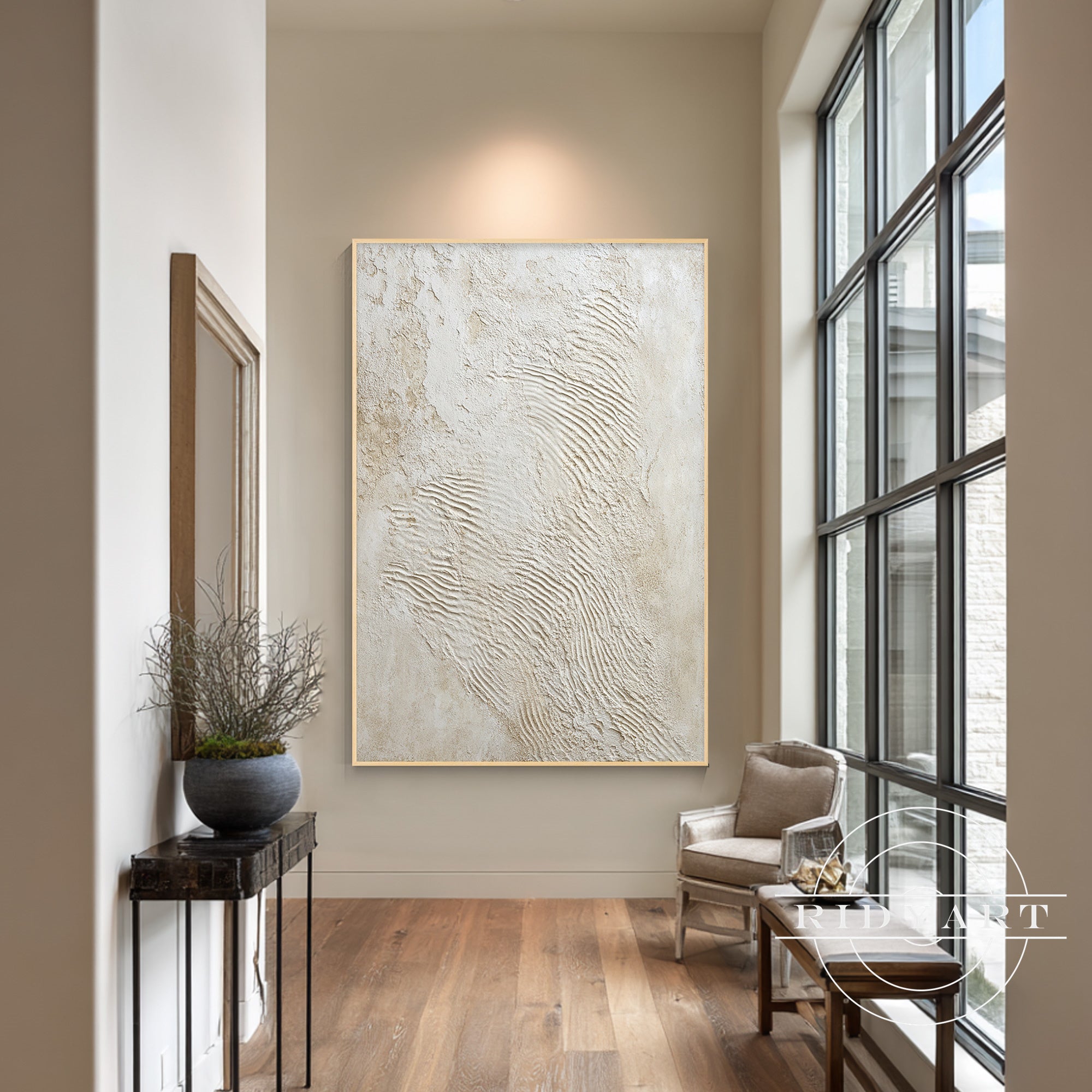 Neutral hand-painted textured painting