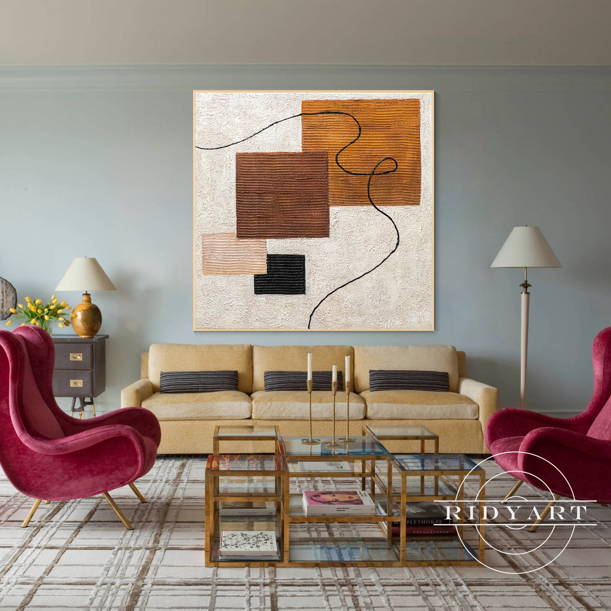 Modern earth color wall decor with texture