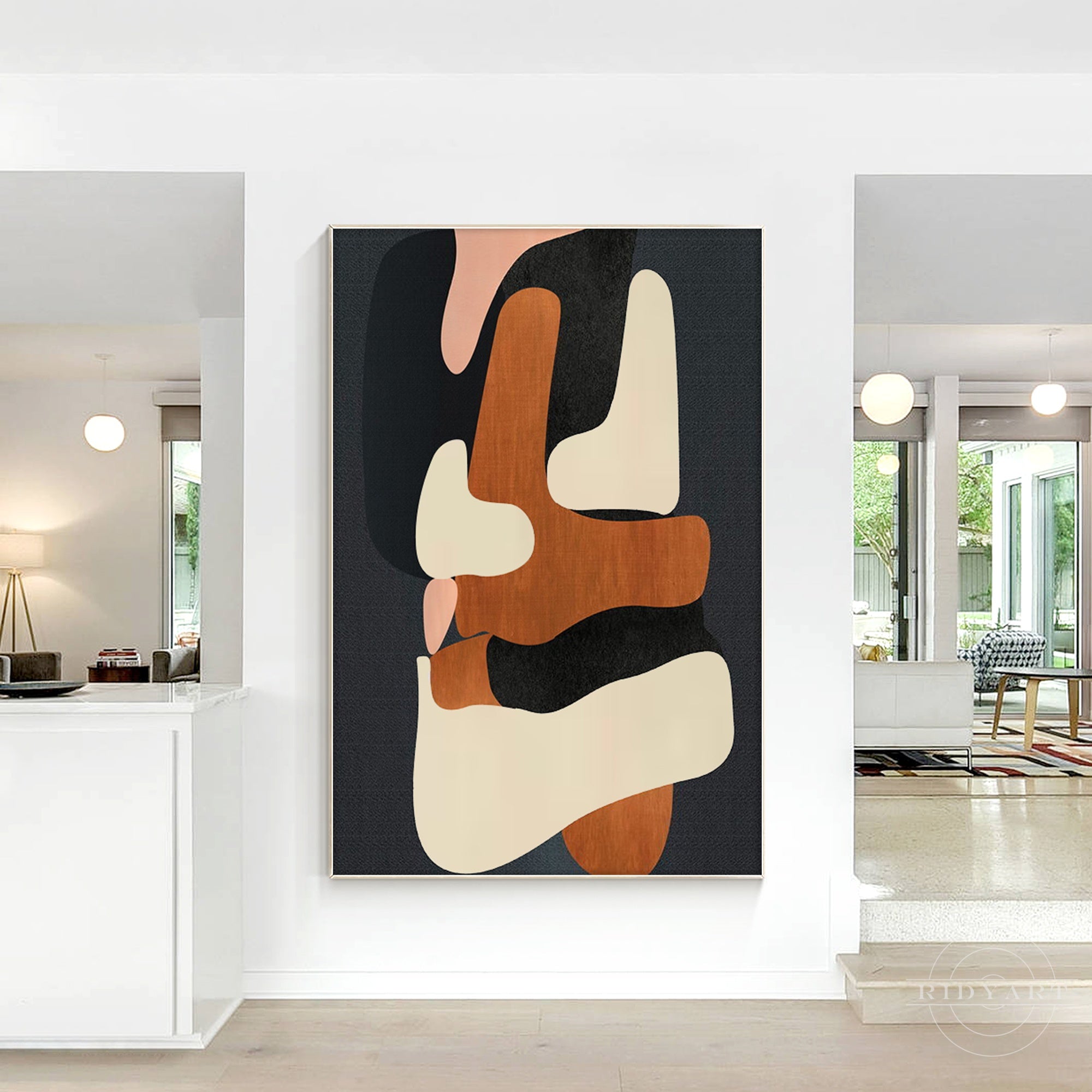 Modern oversized geometric wall art for living room