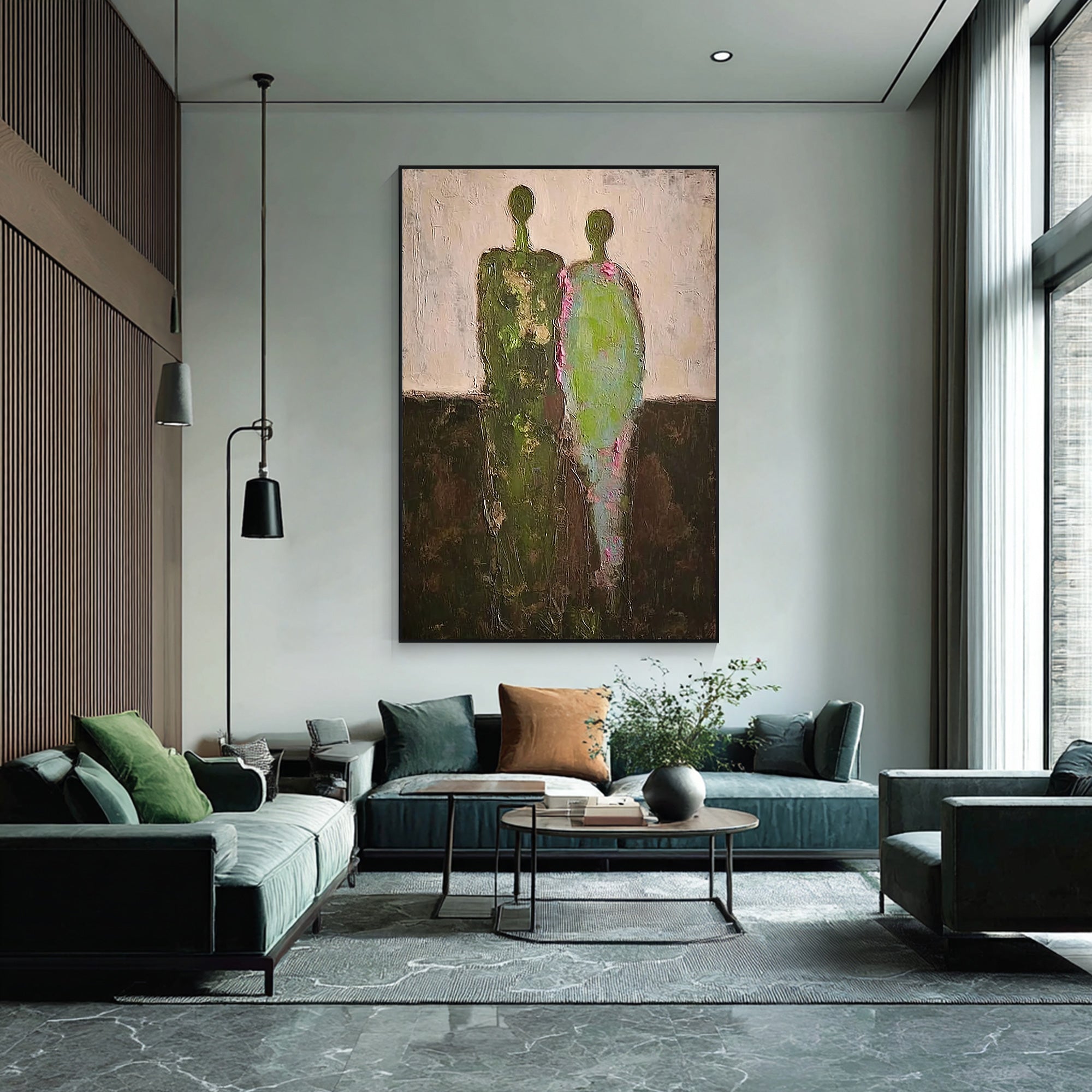 Neutral tone woman portrait wall art minimalist style