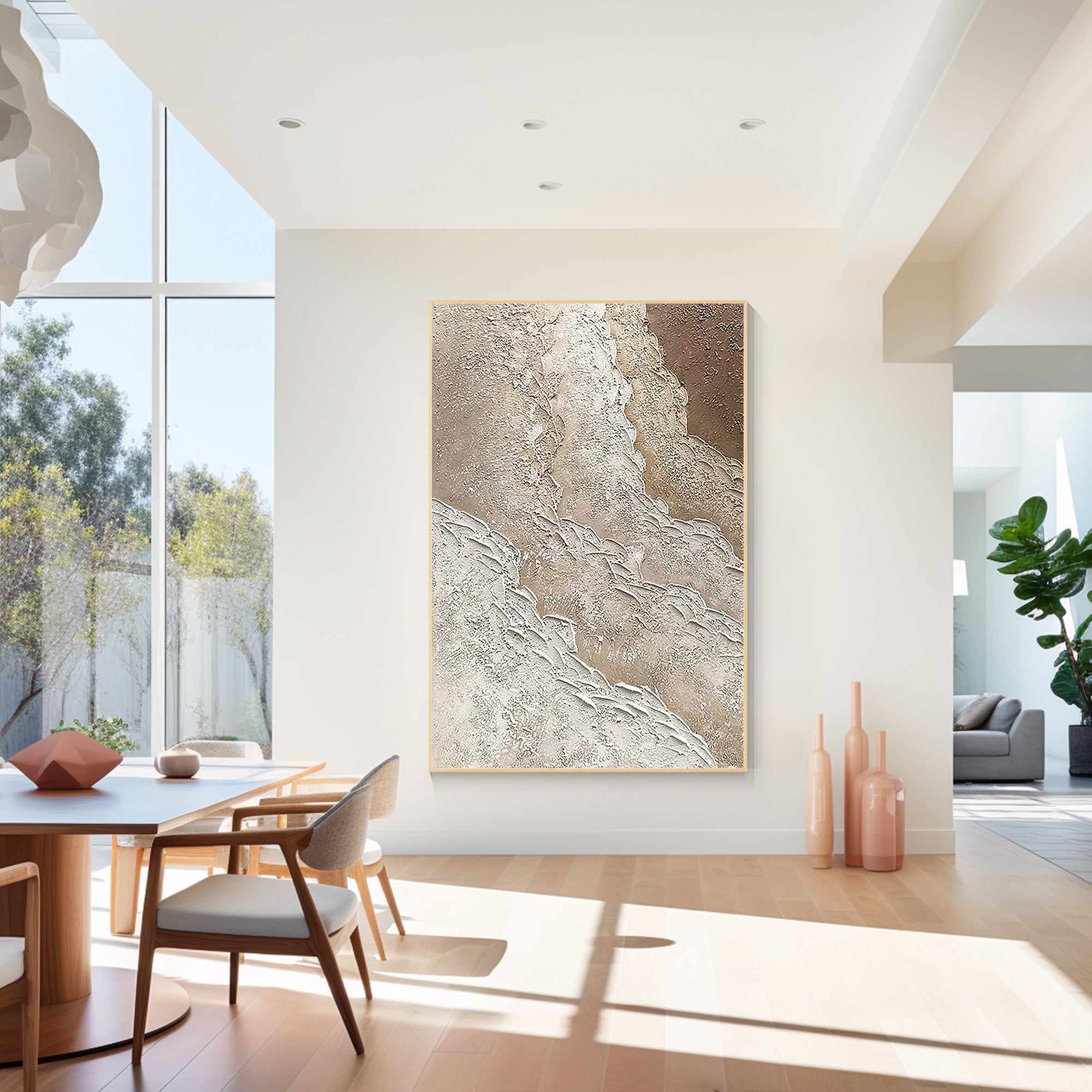 luxury minimalist beach wall art beige textured painting