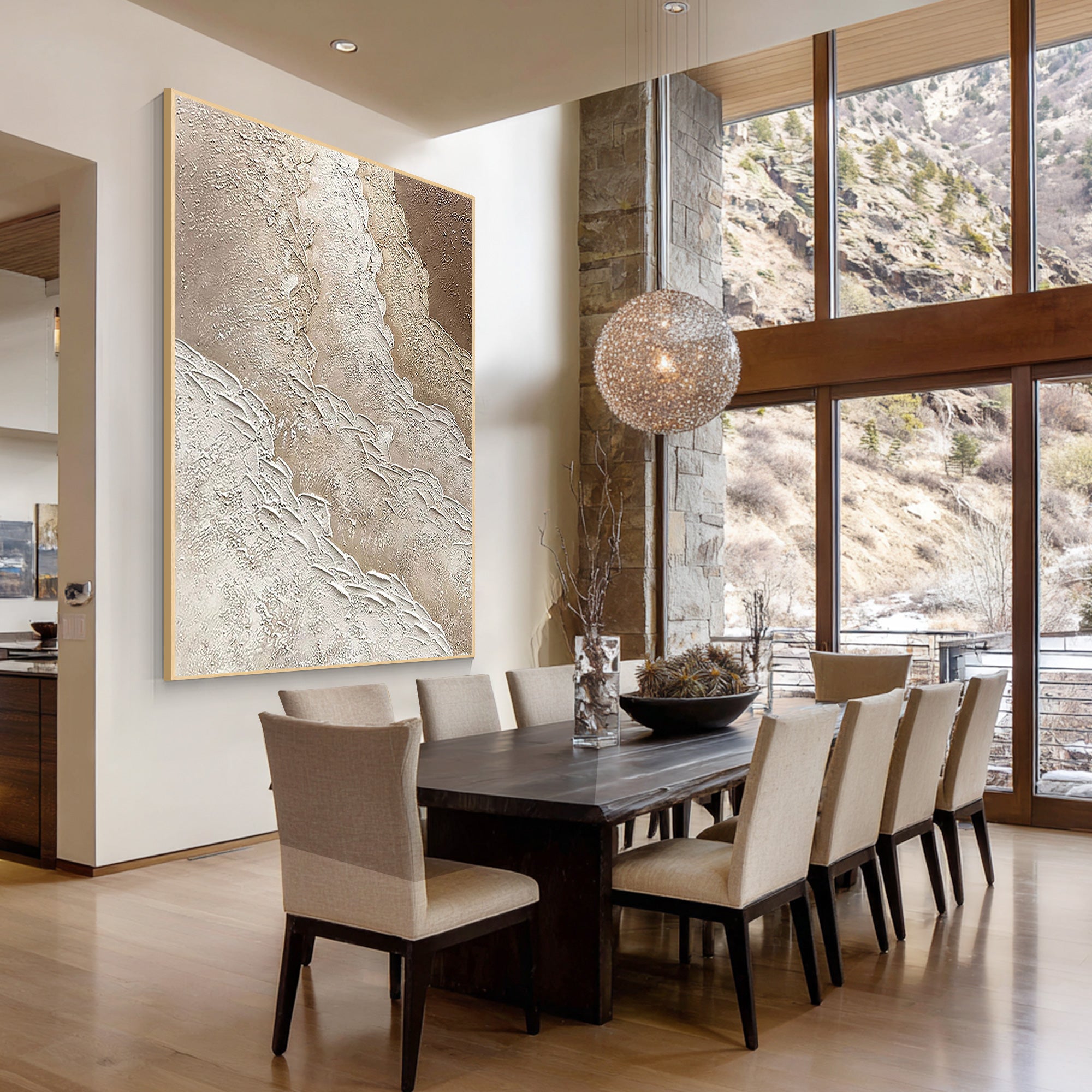 elegant neutral coastal abstract canvas modern decor