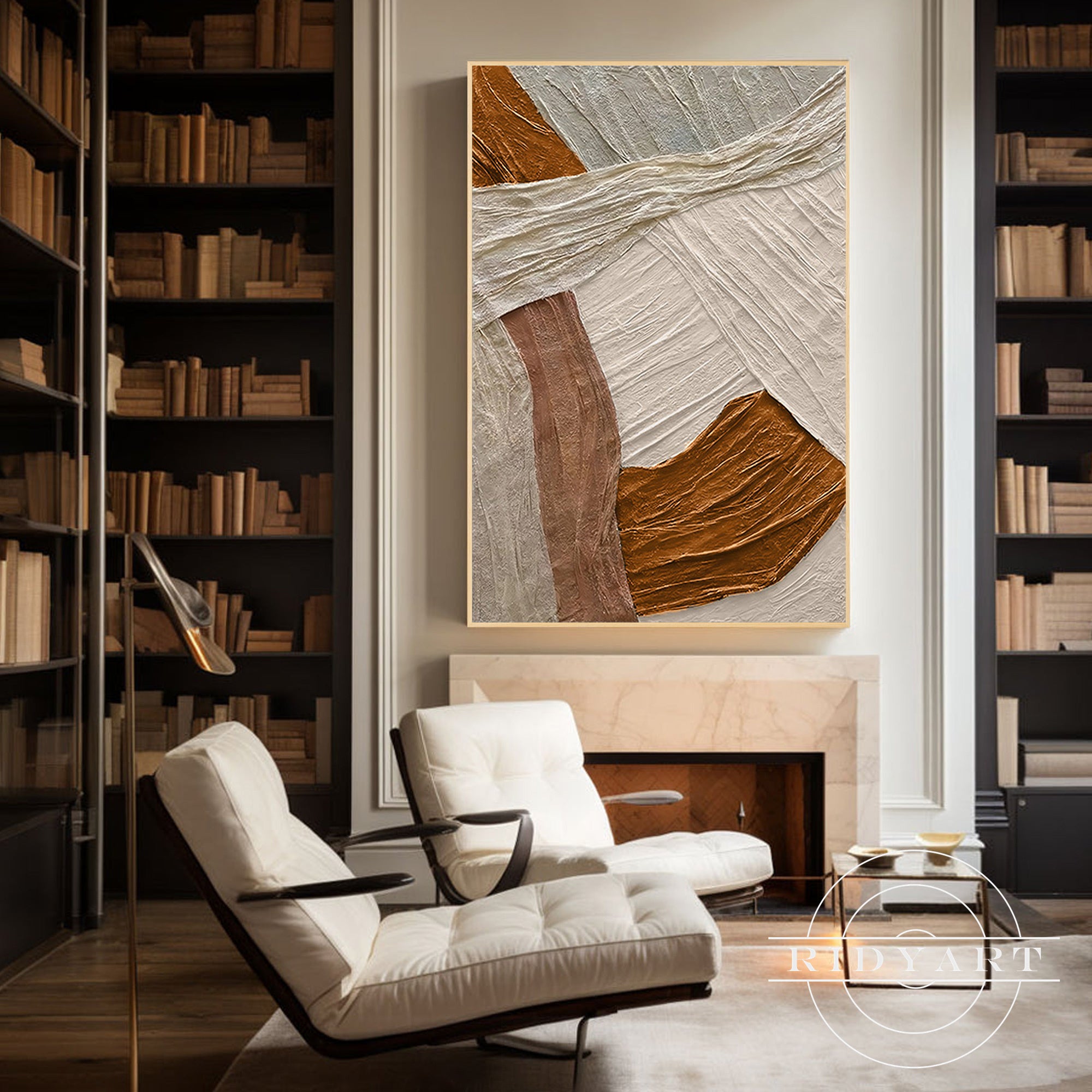 Wabi-Sabi wave painting with rich surface and depth