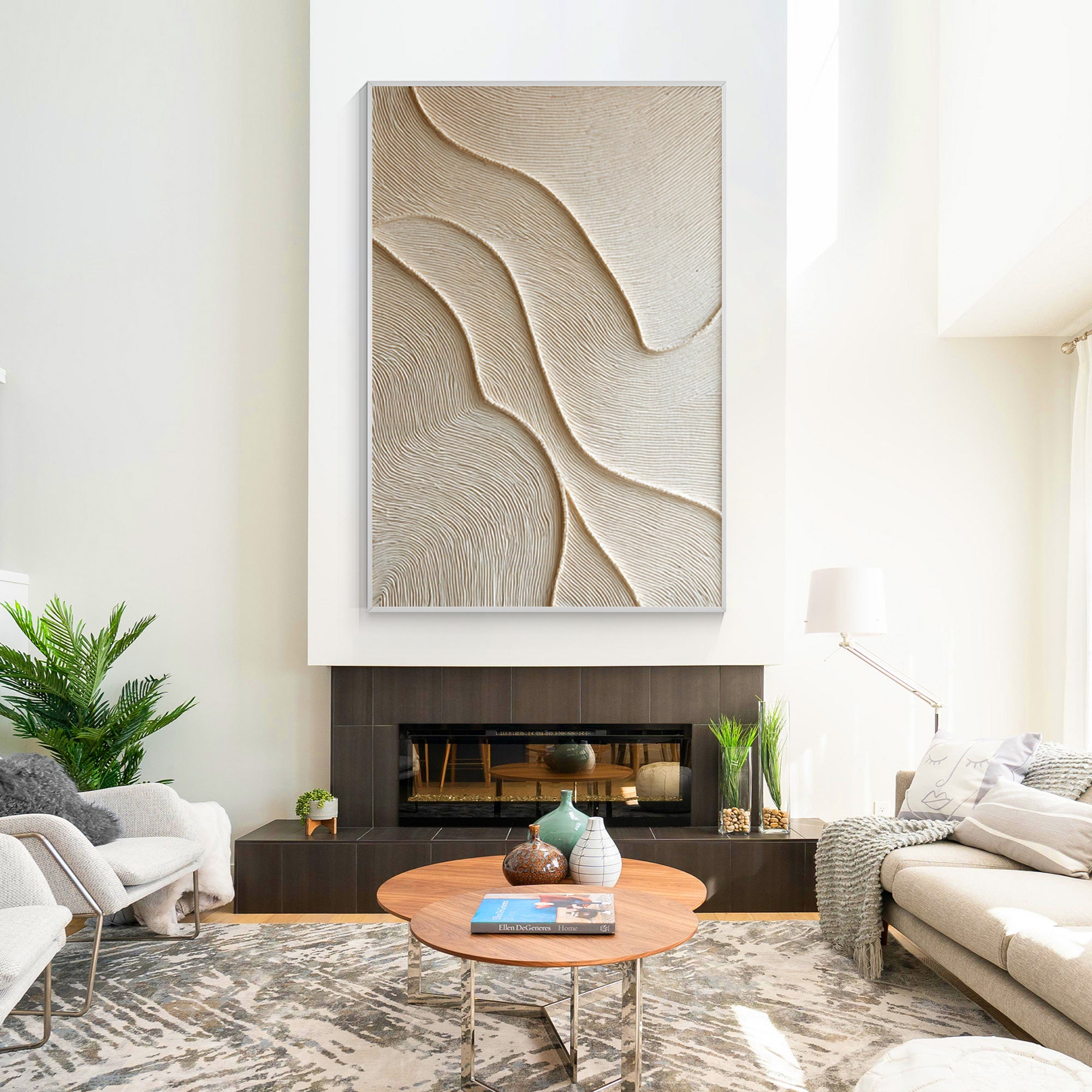 Art mural minimaliste style Wabi-Sabi