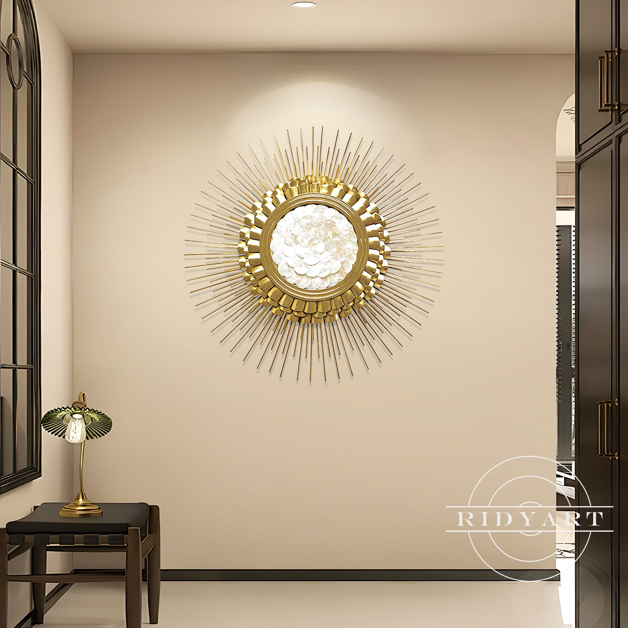 Gold sunflower metal wall art