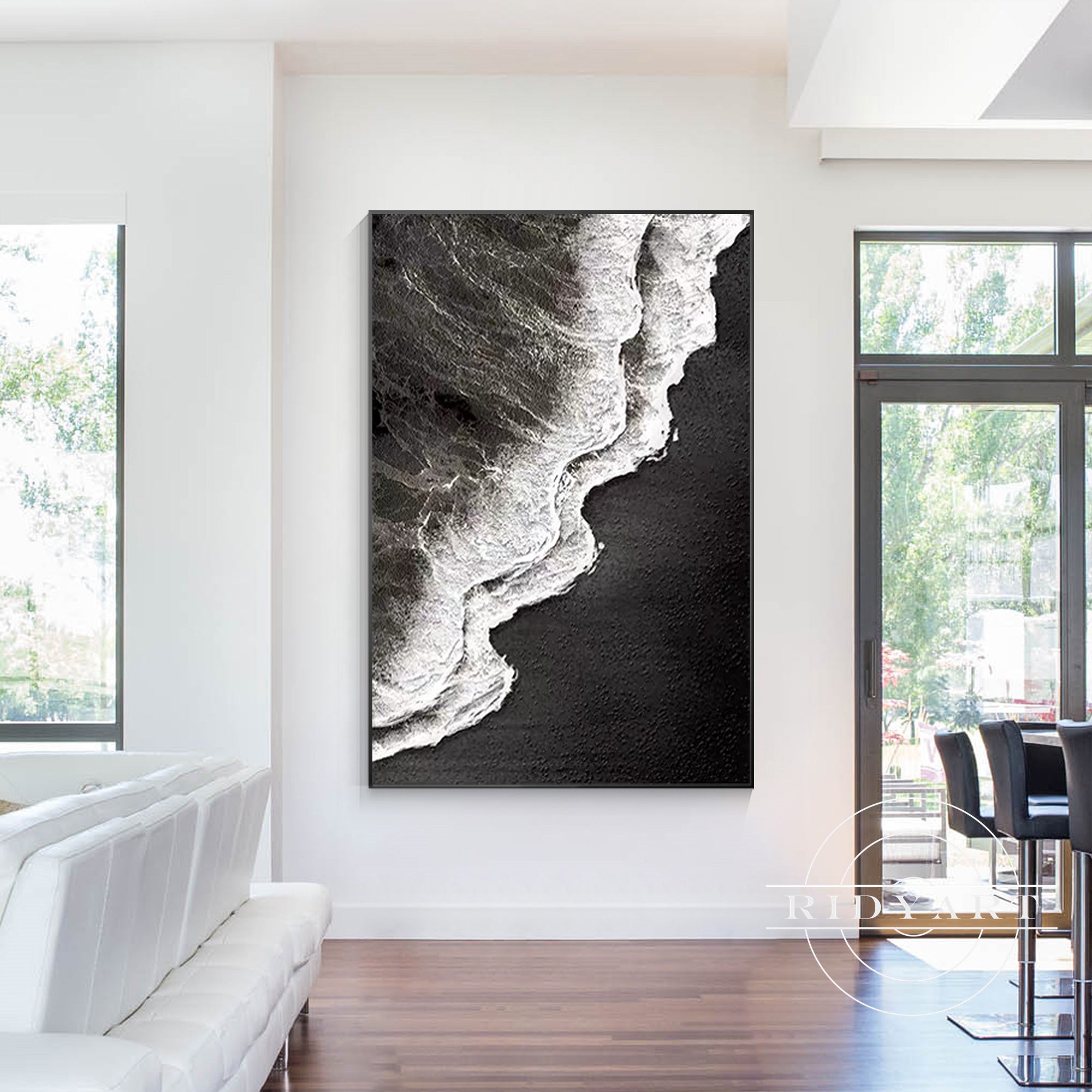 Original hand-painted ocean wave artwork on large canvas