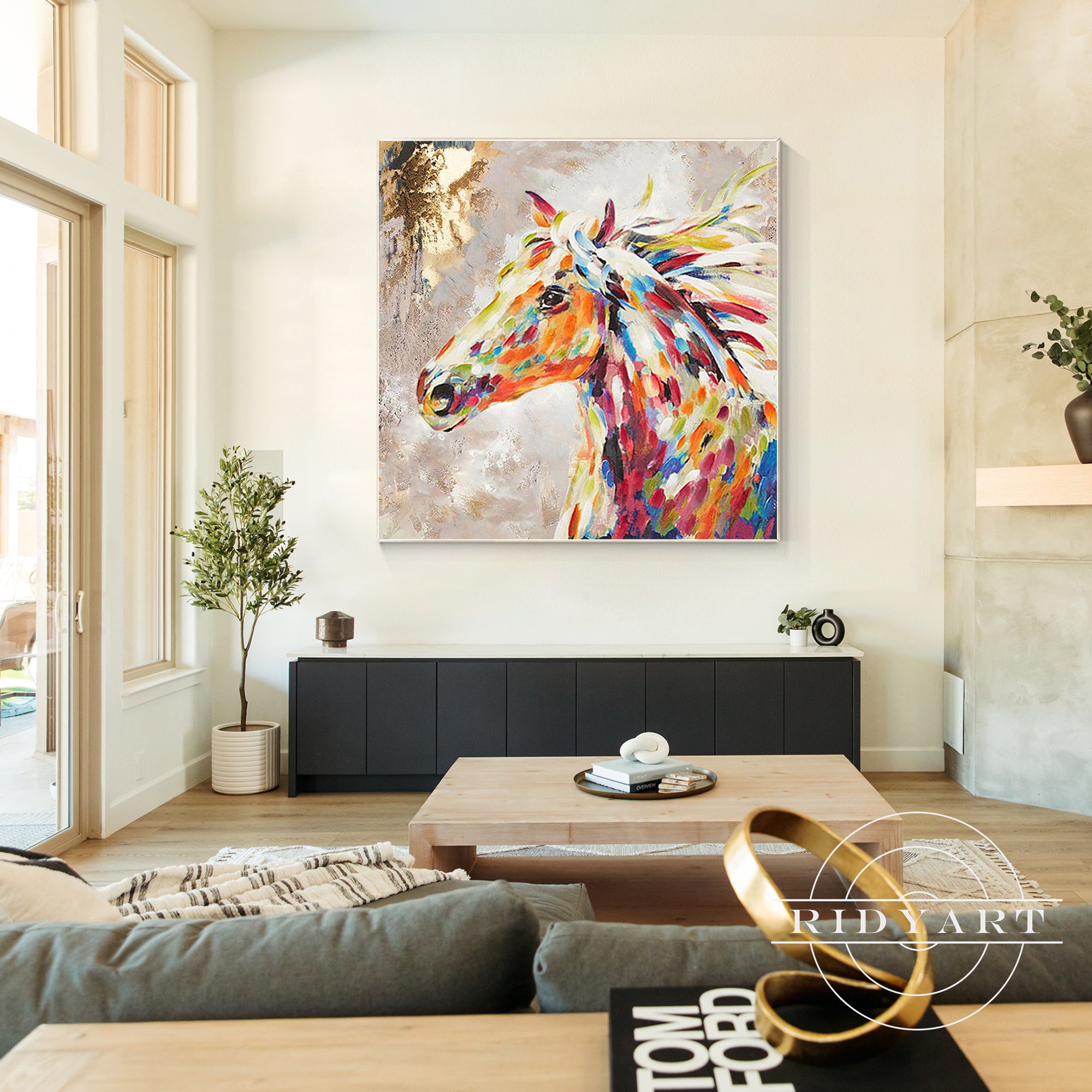 Bold abstract horse painting