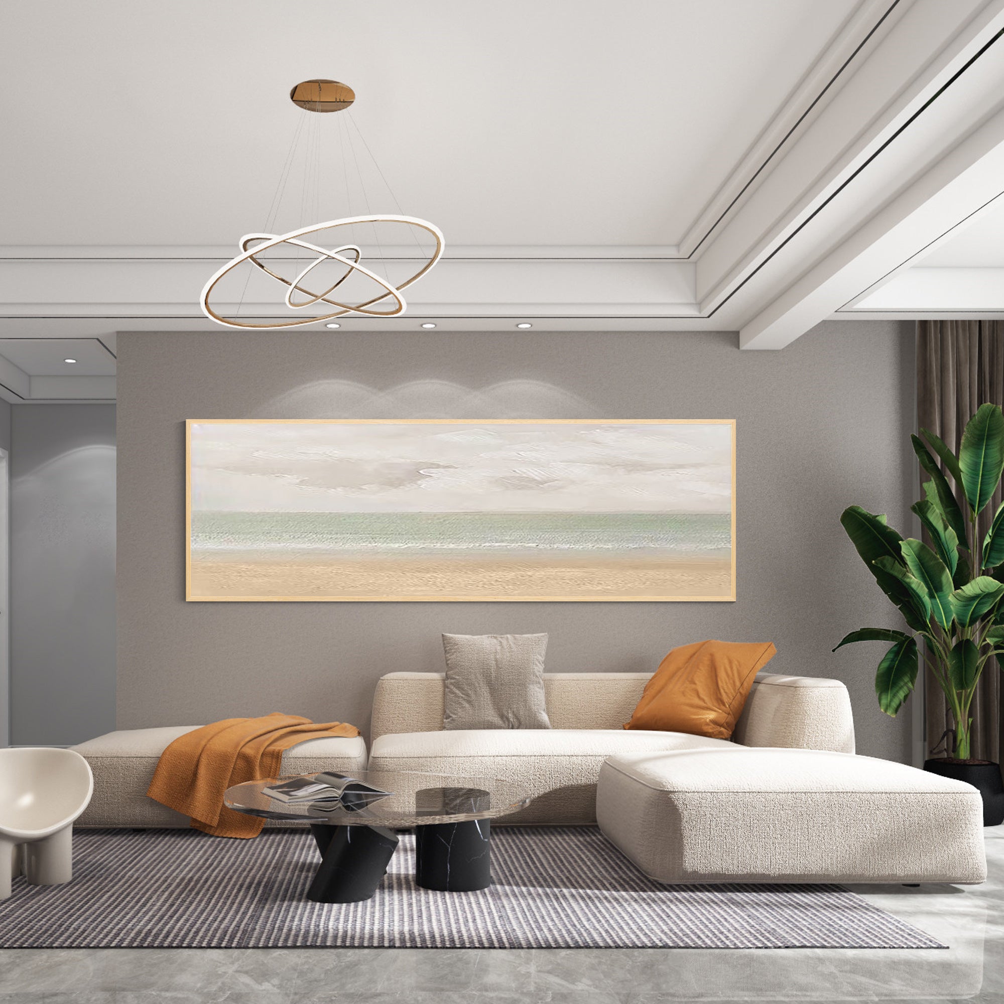 original sage green seascape landscape painting