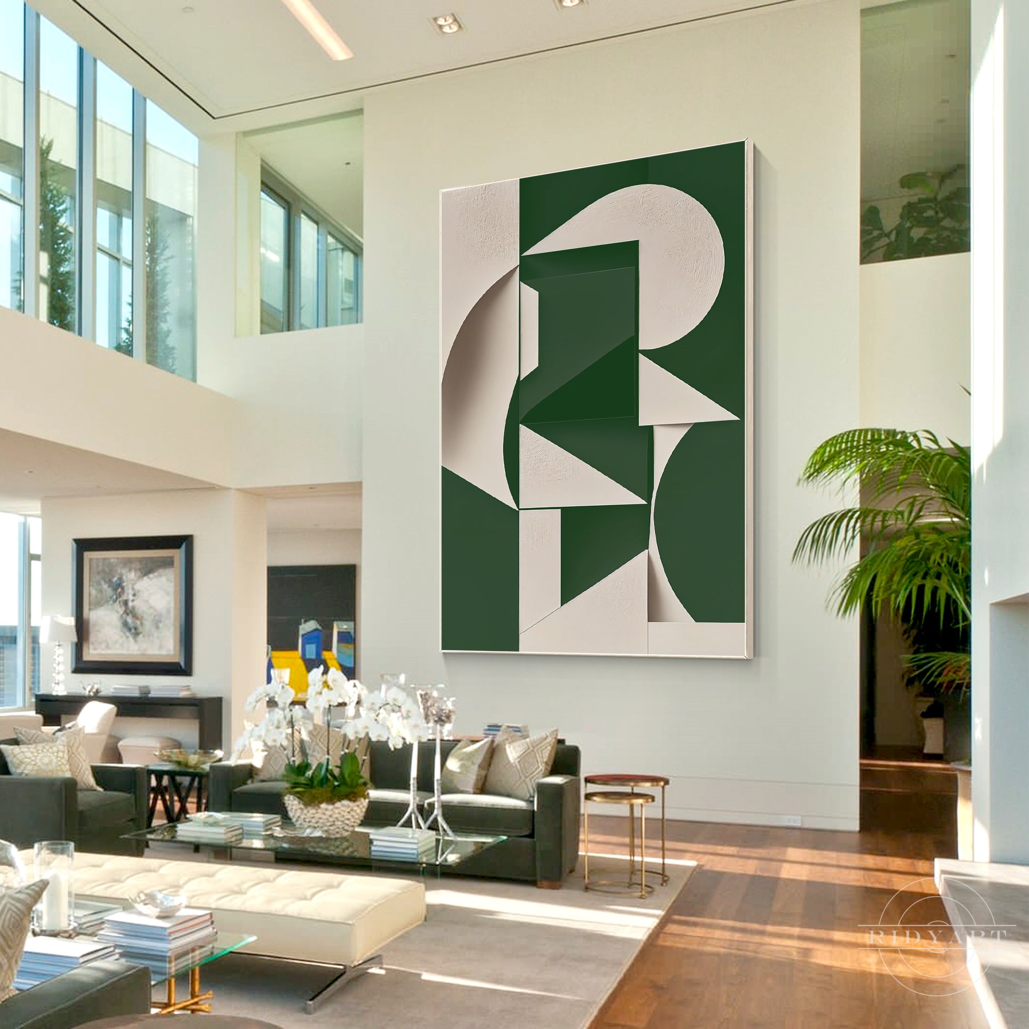Modern green beige abstract decor