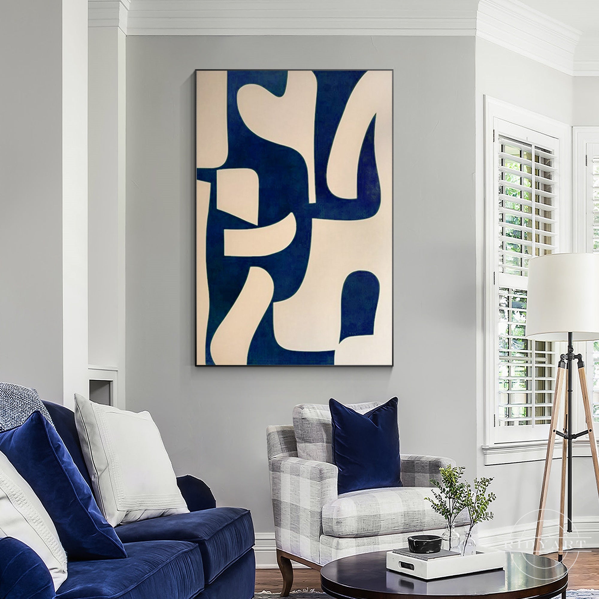 Minimalist navy organic shapes artwork
