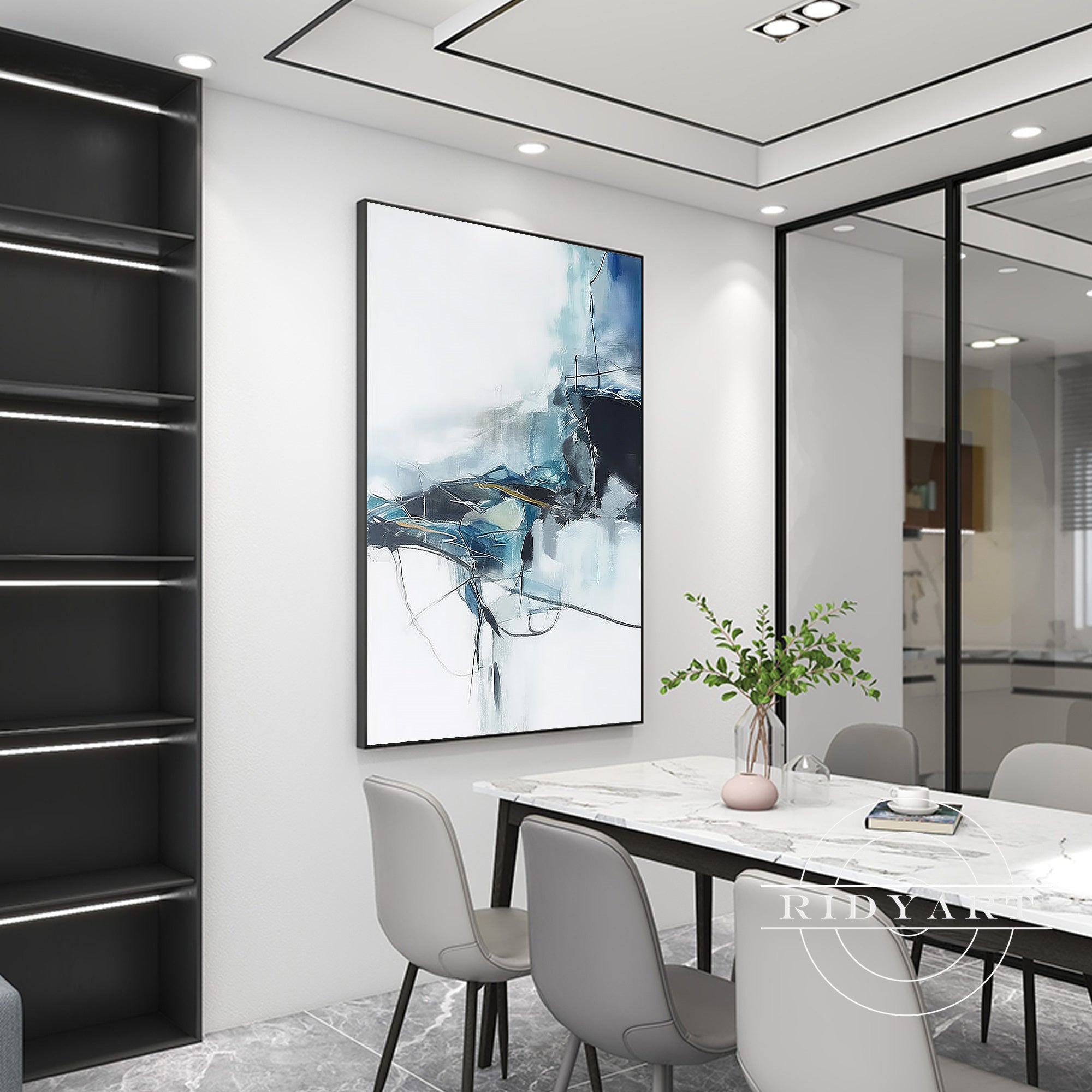 Contemporary navy blue and white wall decor for modern homes