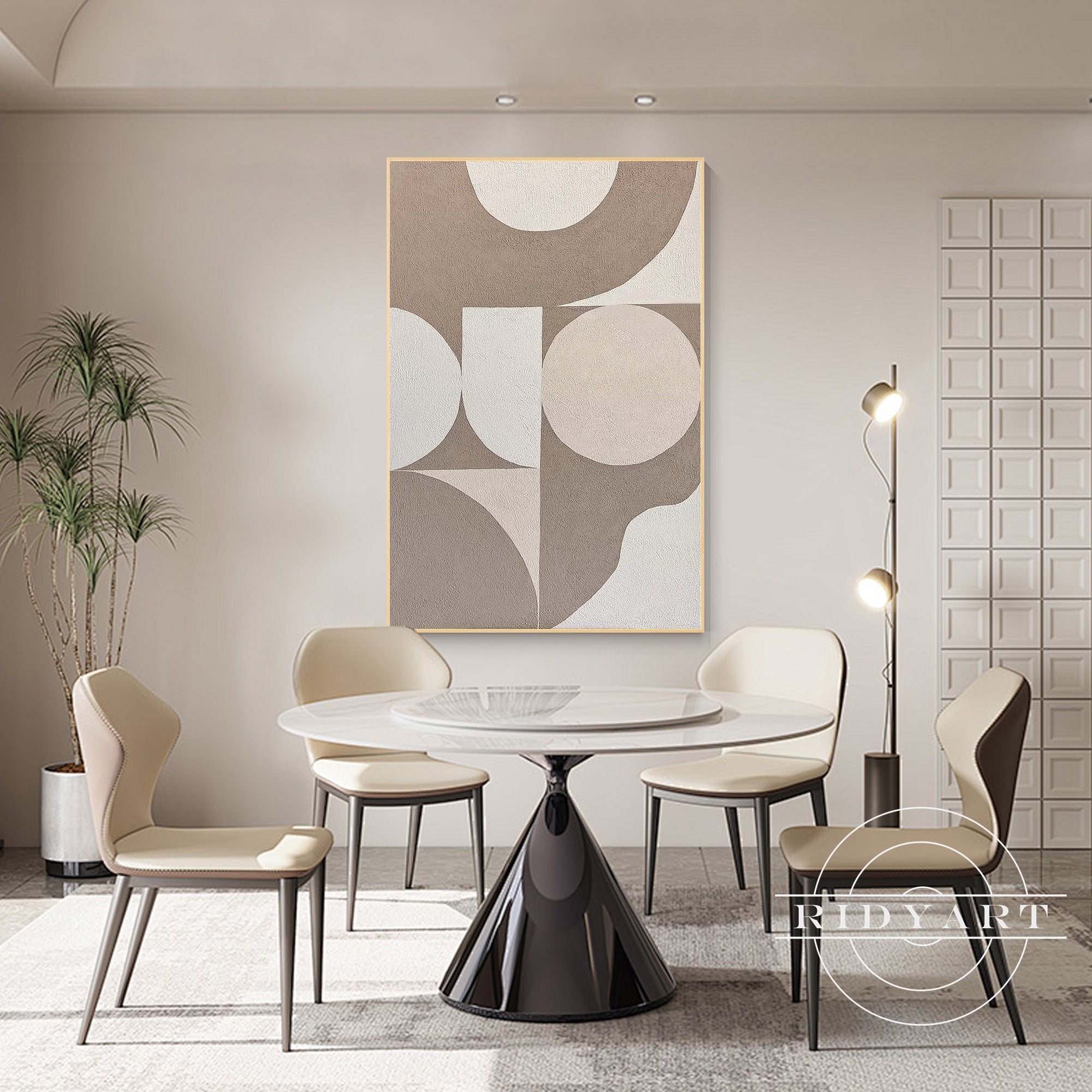 Organic shape canvas painting for modern living room decor