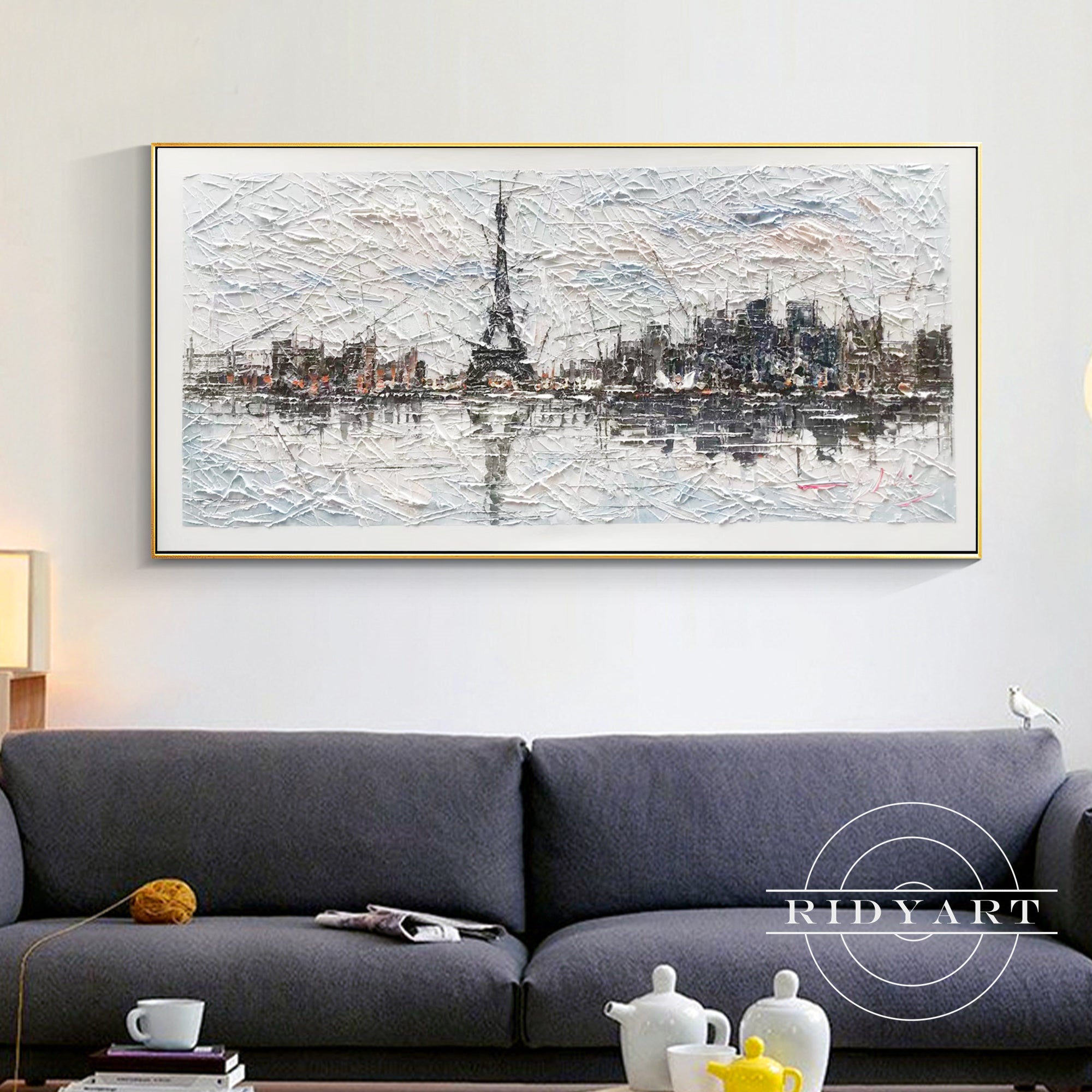 3D abstract city painting with reflection