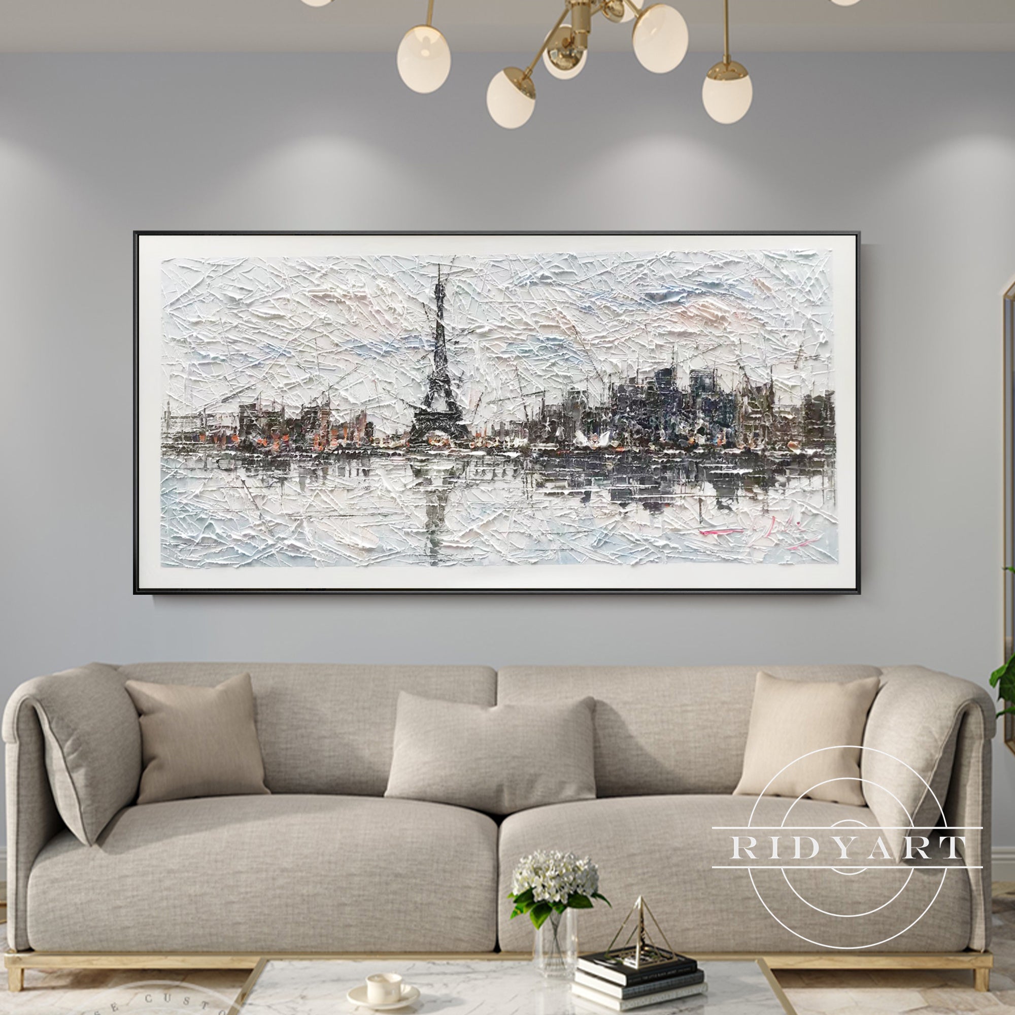 Paris skyline palette knife wall art