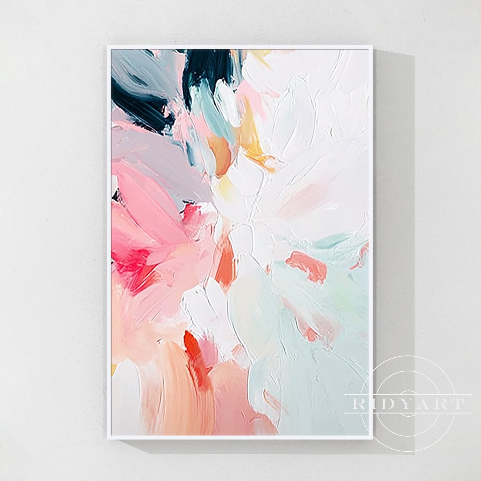 Modern pastel flower abstract art for home interiors