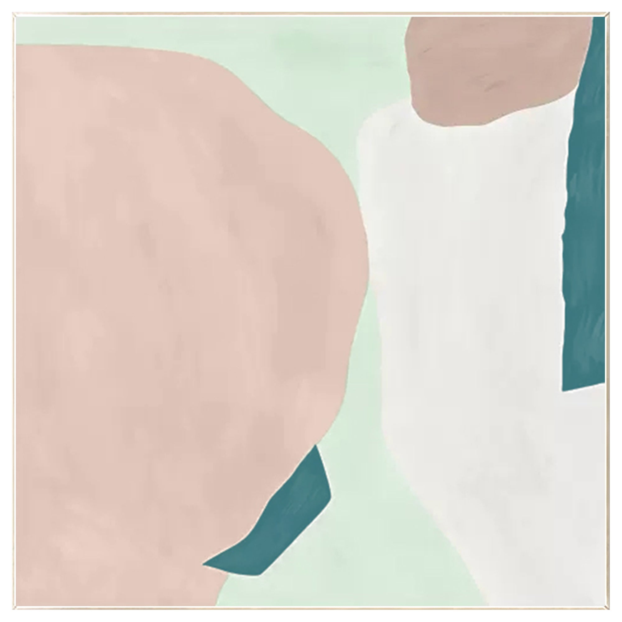 Pink teal and white abstract square wall art