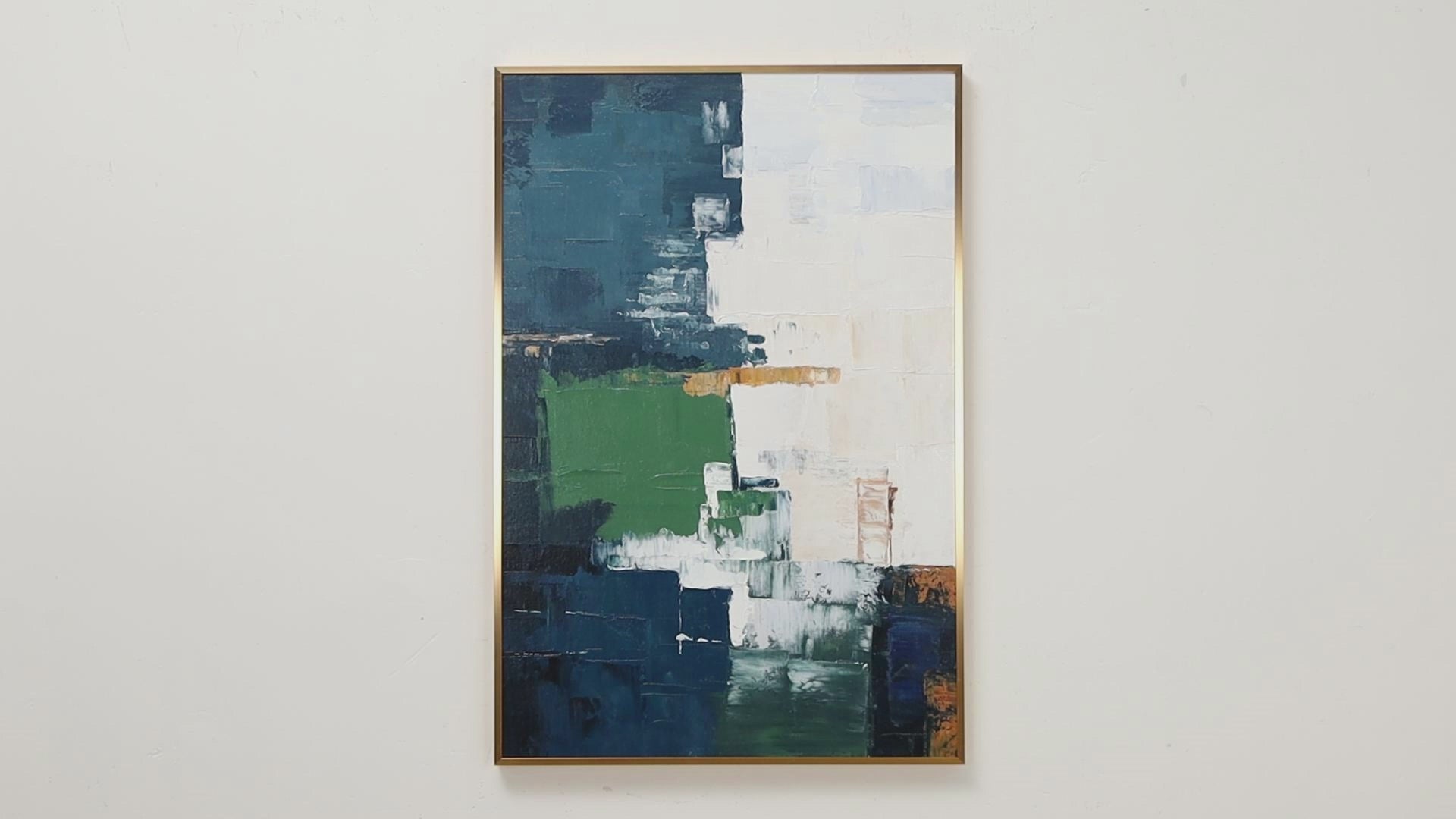 navy blue and green abstract textured wall art