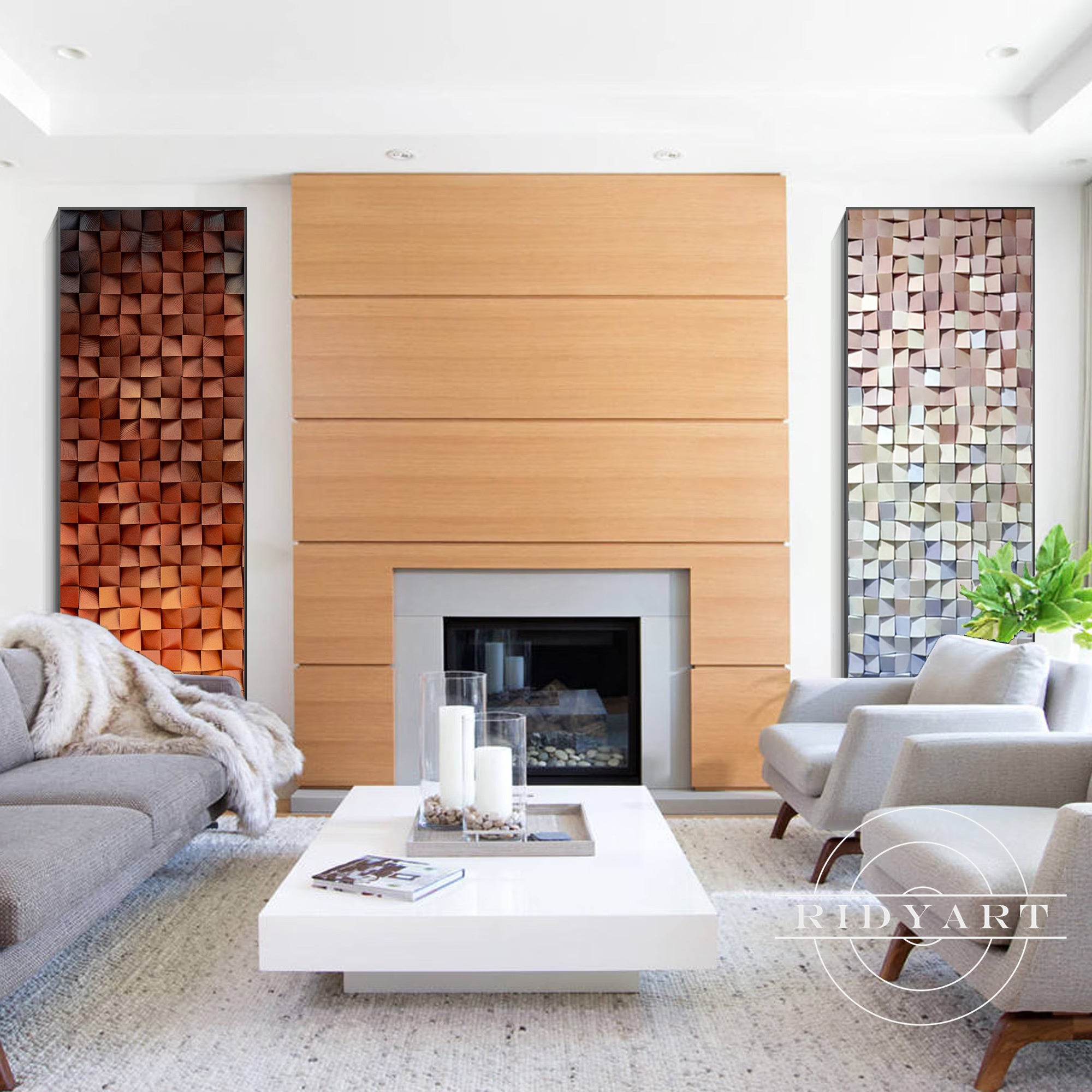 Handcrafted recyclable wood art for living room or bedroom