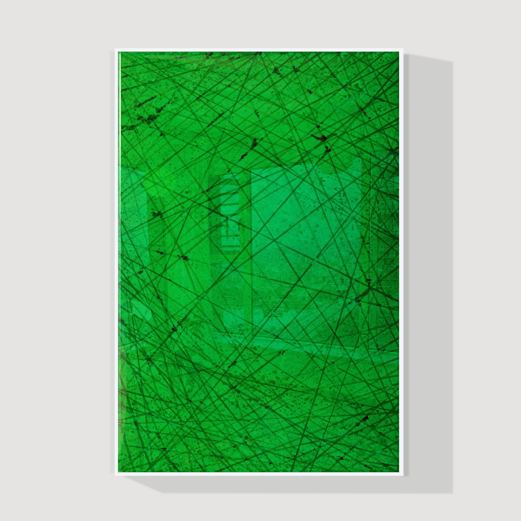 Resin and wood abstract wall art in black and green