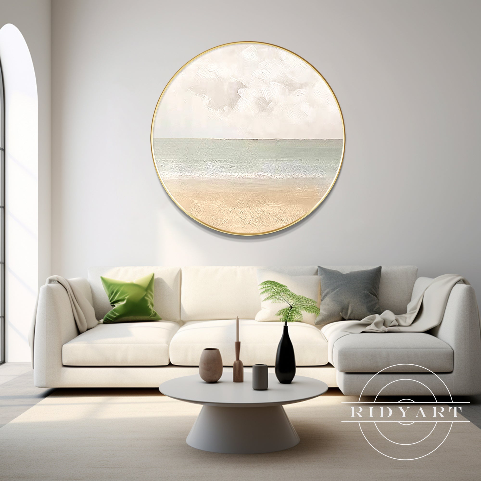 Modern abstract beach painting in earthy tones