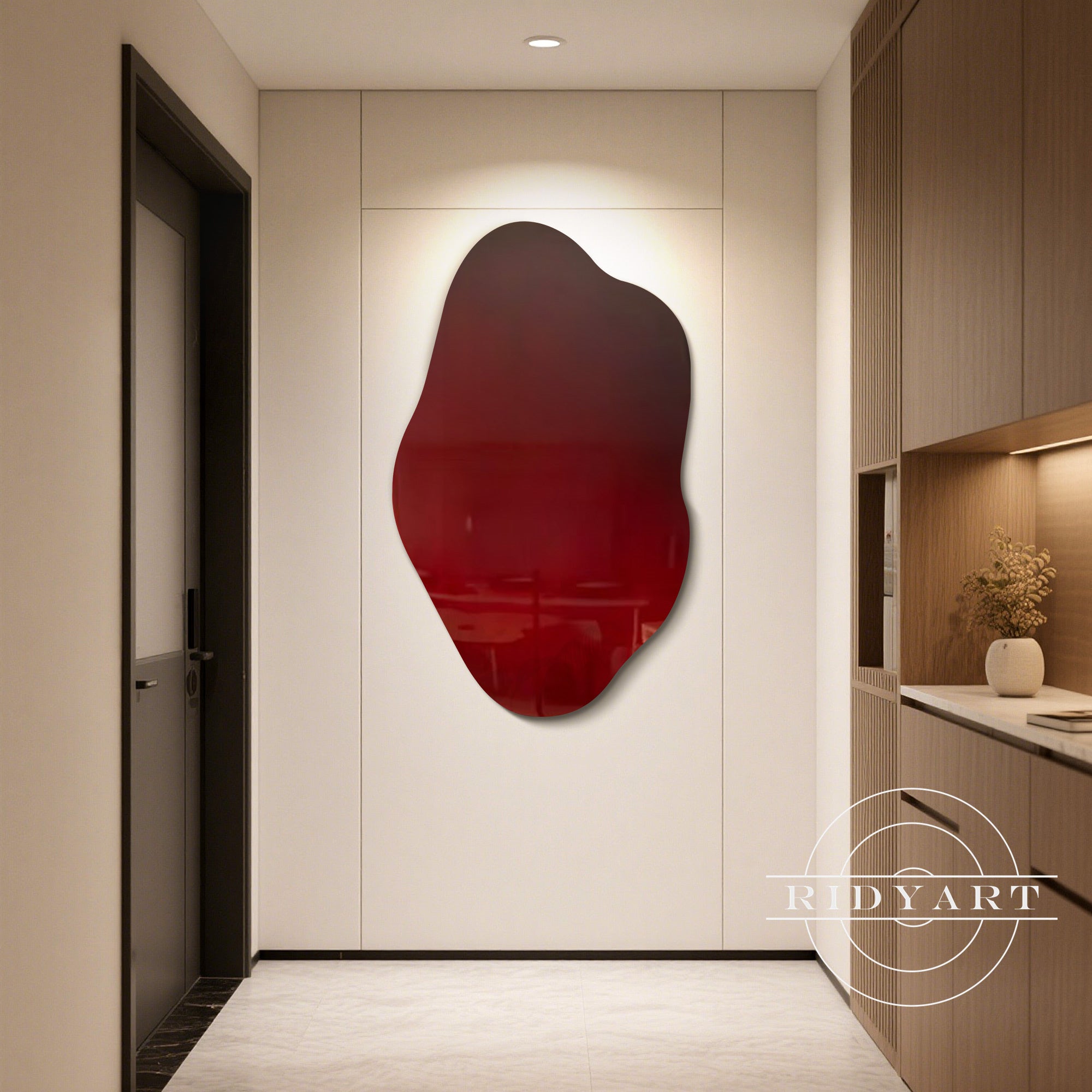 Ruby red cloudy canvas art for modern living room wall decor