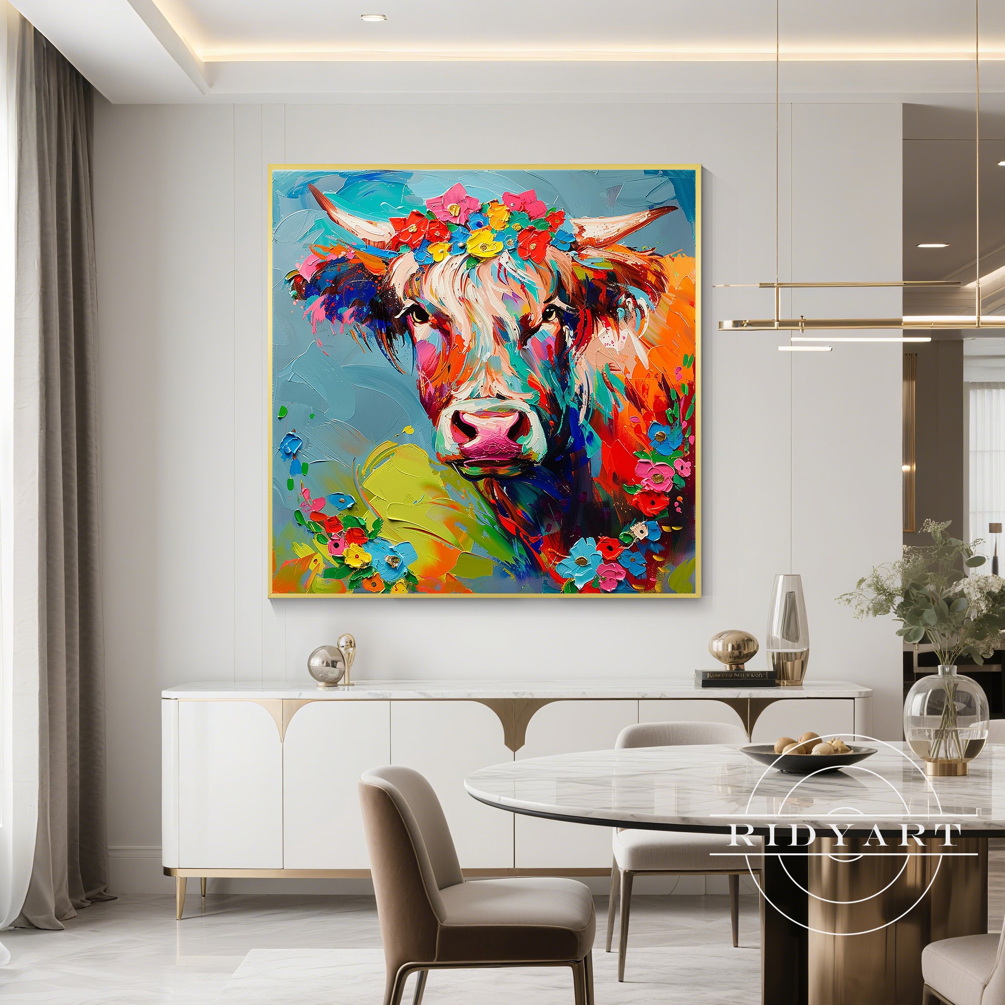 Colorful farm animal canvas art for rustic contemporary homes