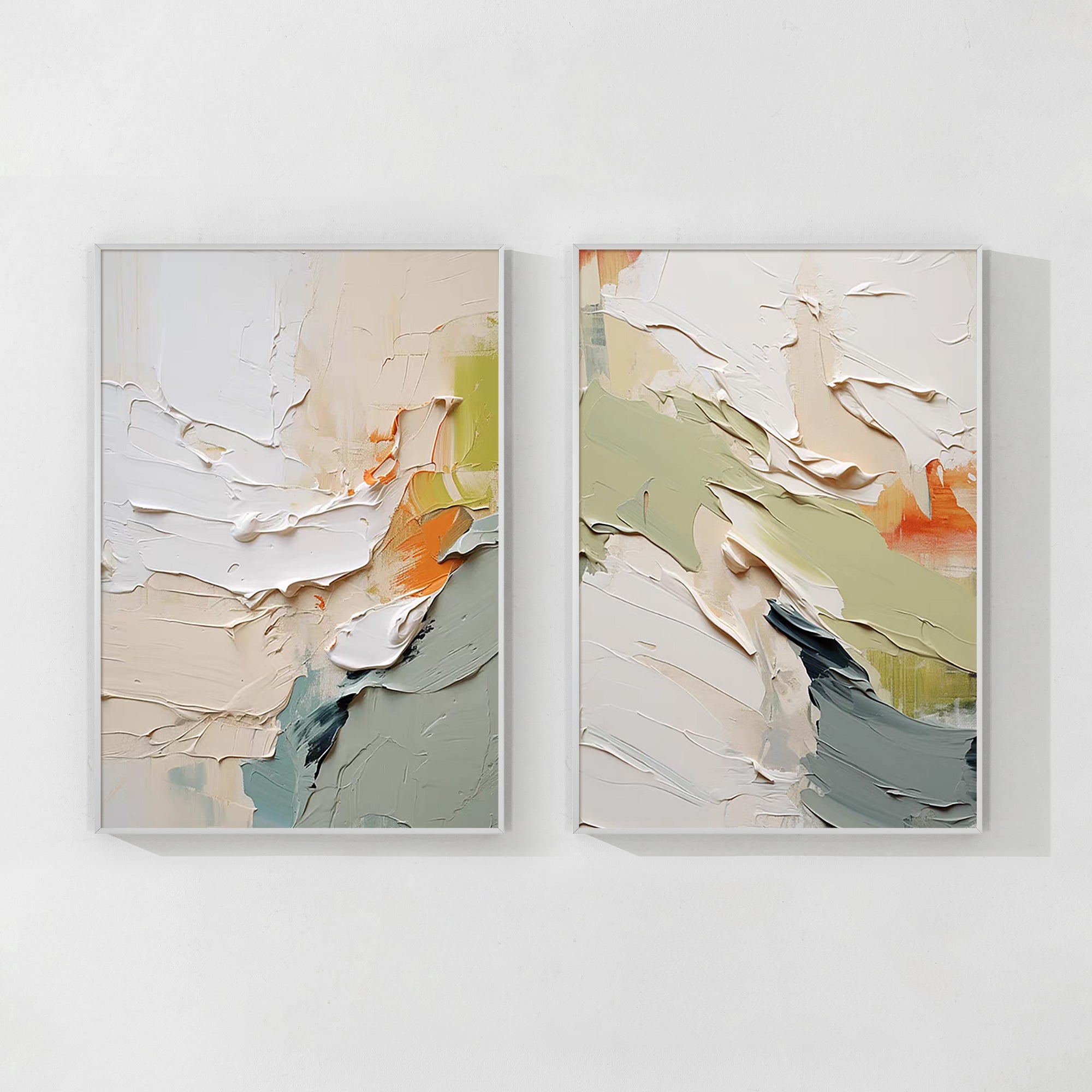 Set of 2 sage green abstract wall art