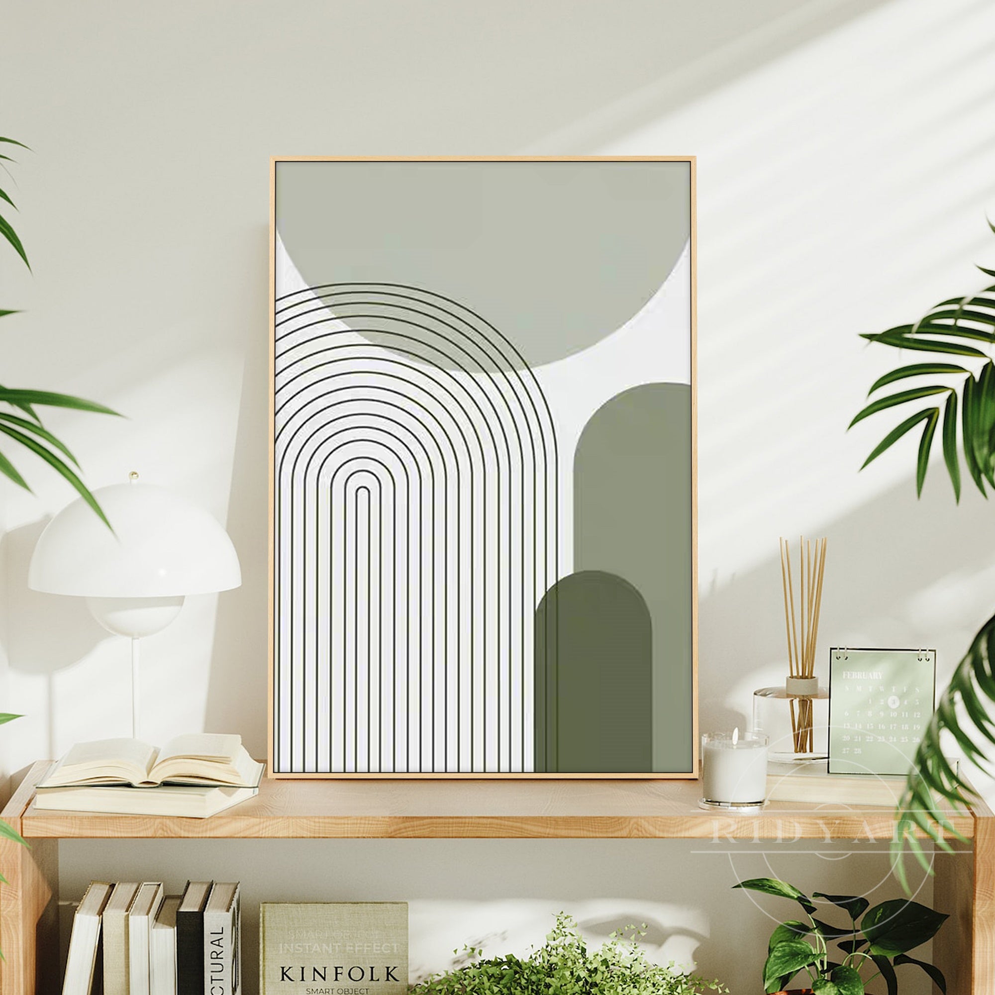 sage green textured wall art minimalist arch canvas painting