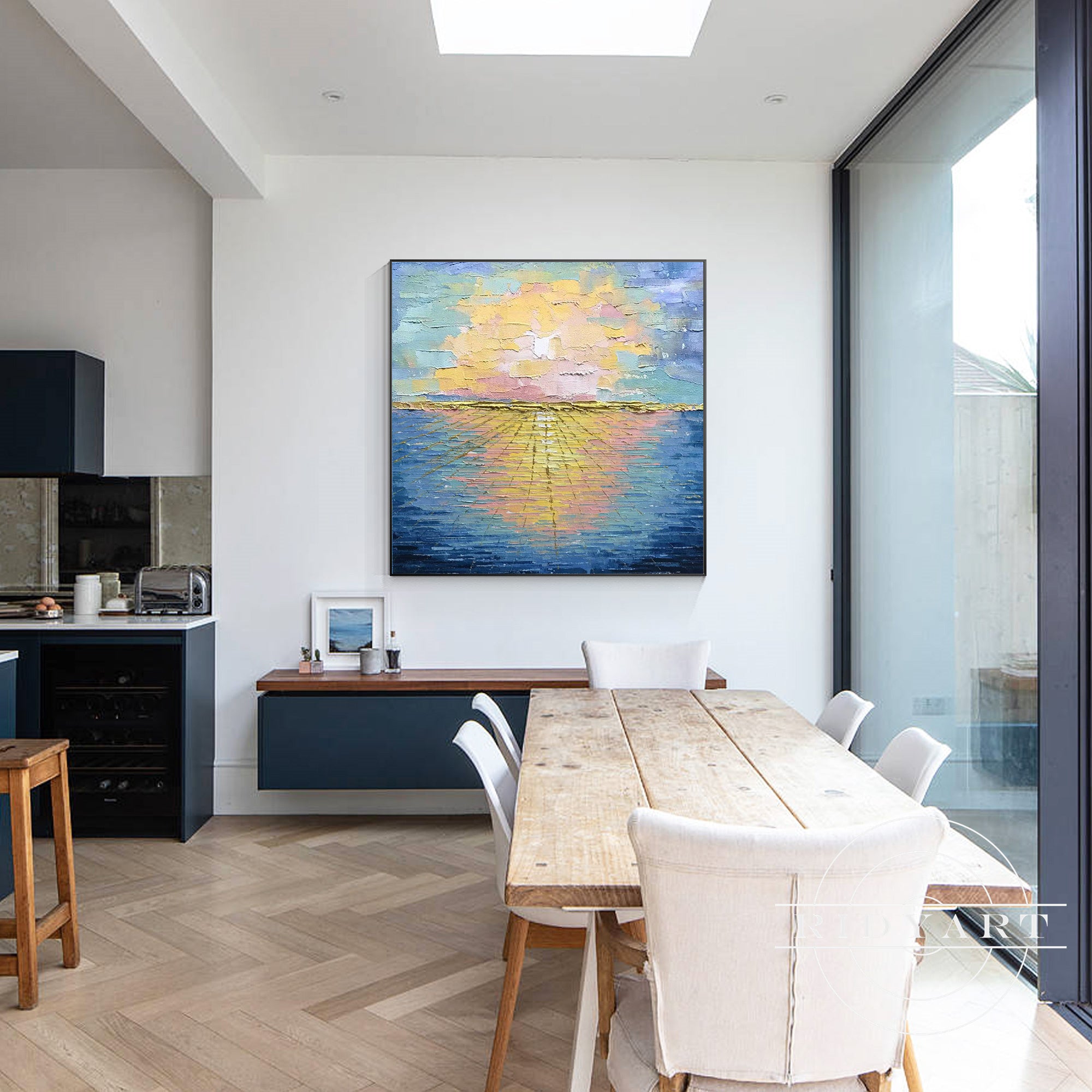 Textured sea and sky artwork for modern living room decor