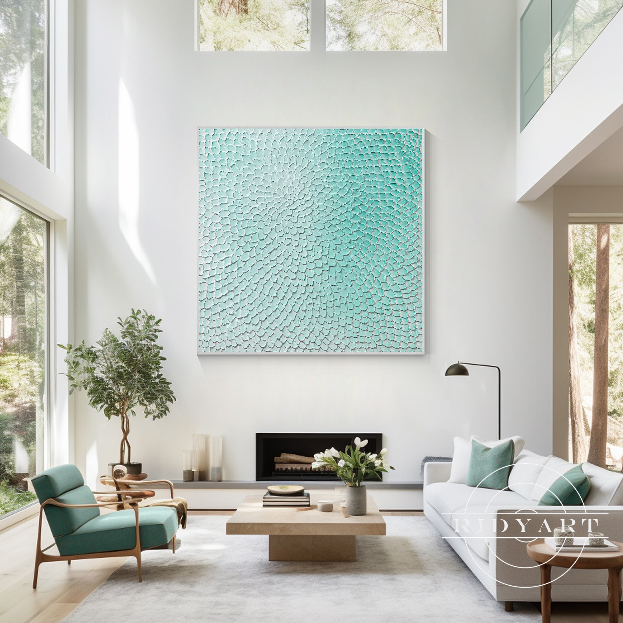 Modern plaster artwork with floral-inspired texture