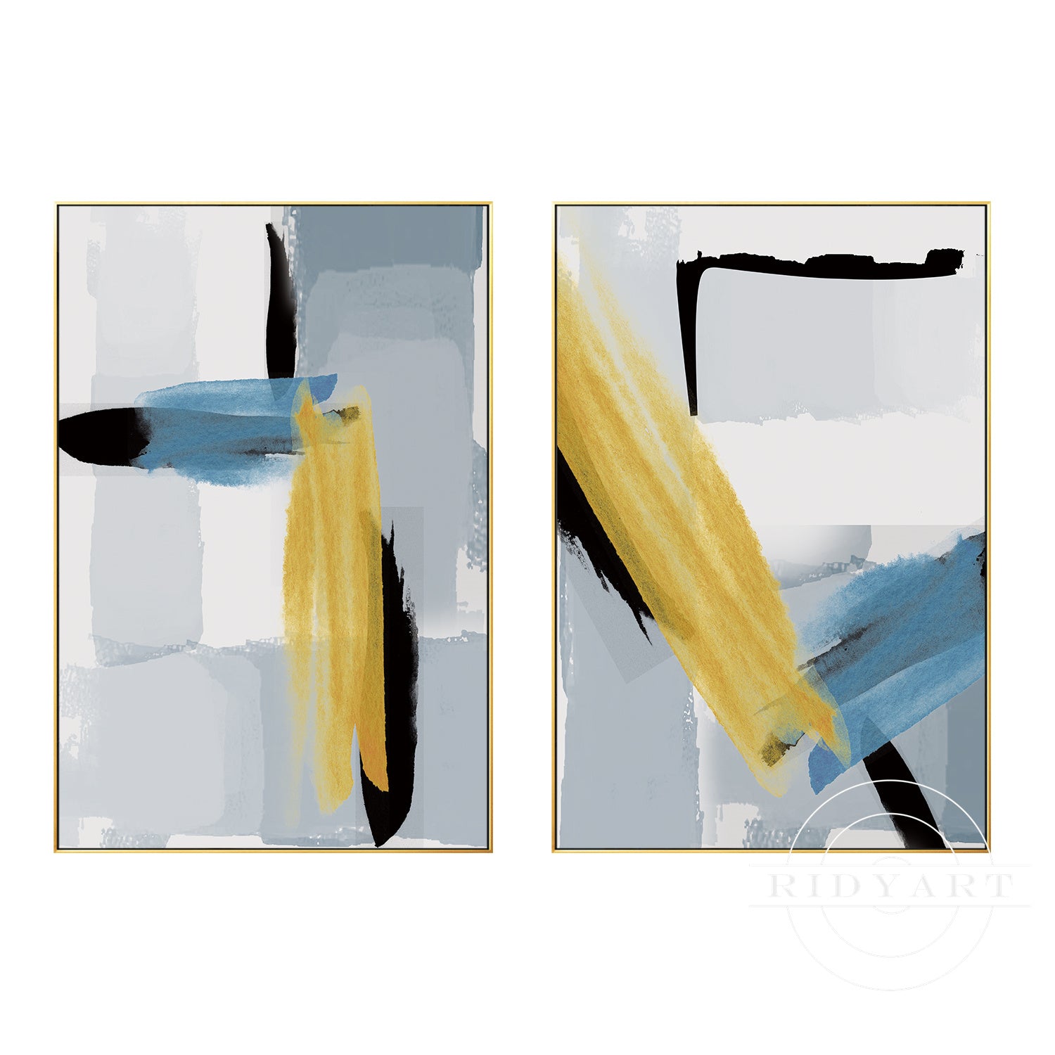 Set of 2 abstract geometric wall art