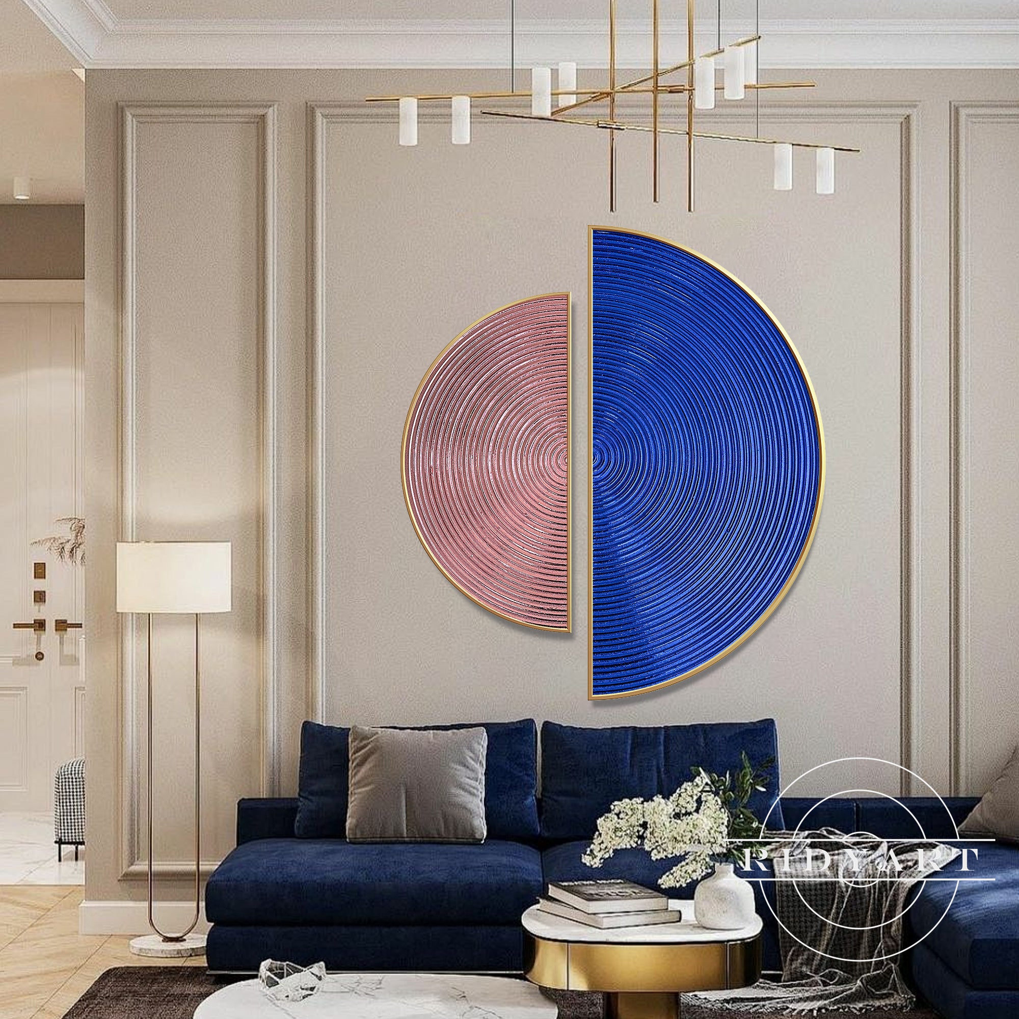 Luxury minimalist wall decor with pastel geometric shapes