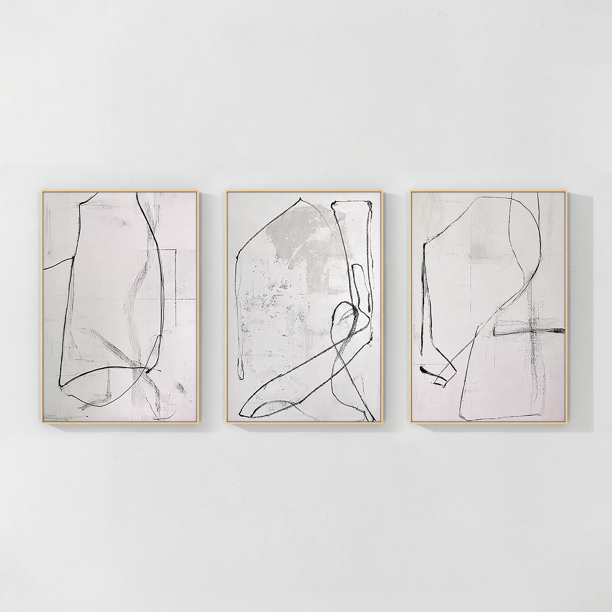 set of three abstract textured canvas wall art