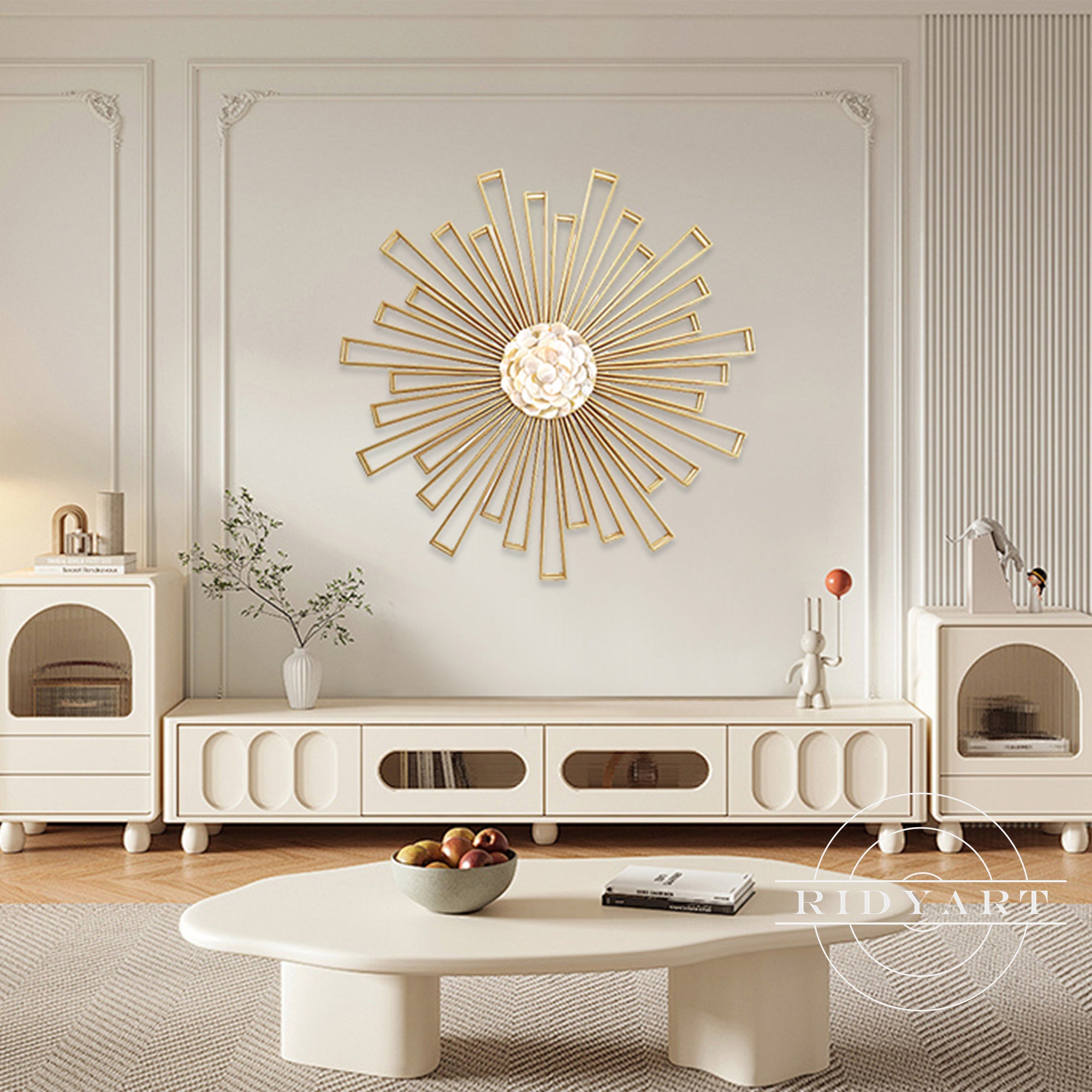 Shell design sunburst wall sculpture