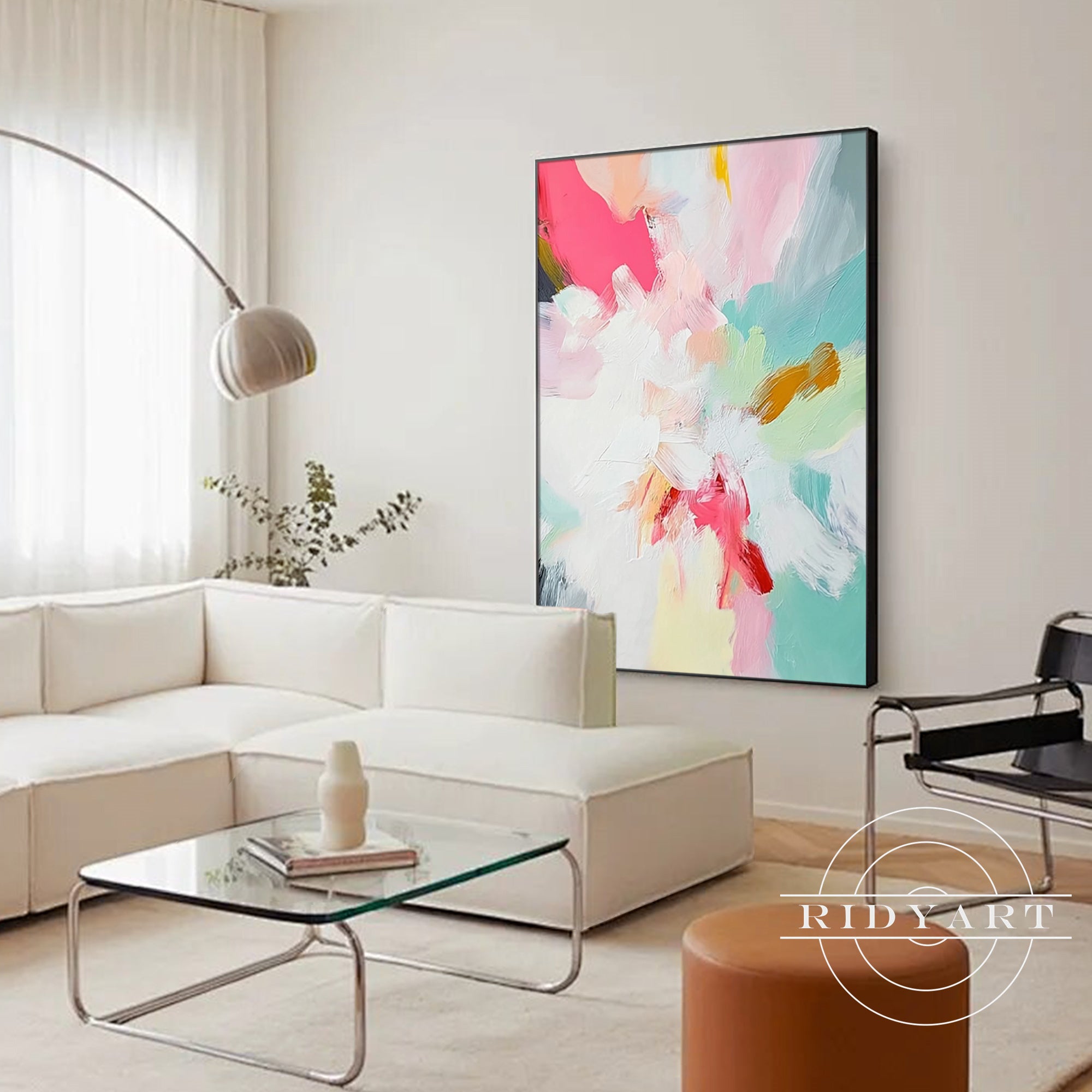 Contemporary abstract canvas in soothing pastel shades